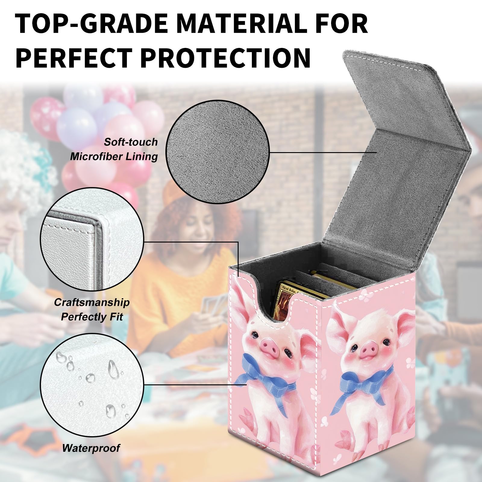 Card Deck Box for MTG Trading Cards, Magic Card Box Can Hold 110+ Single Sleeved Cards, Waterproof PU Leather Material, Strong Magnetic Buckle Card Set Box Suitable for TCG CCG, Astronaut Dinosaur