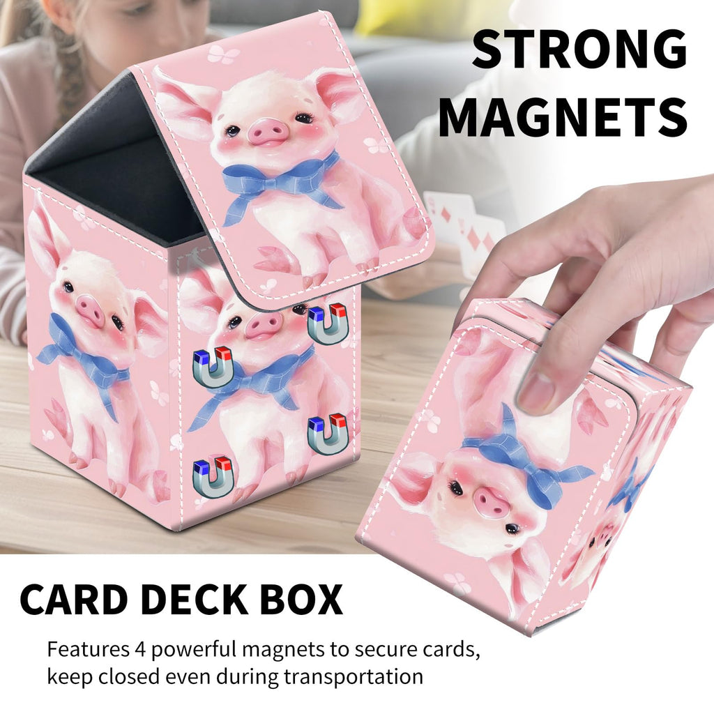 Card Deck Box for MTG Trading Cards, Magic Card Box Can Hold 110+ Single Sleeved Cards, Waterproof PU Leather Material, Strong Magnetic Buckle Card Set Box Suitable for TCG CCG, Astronaut Dinosaur