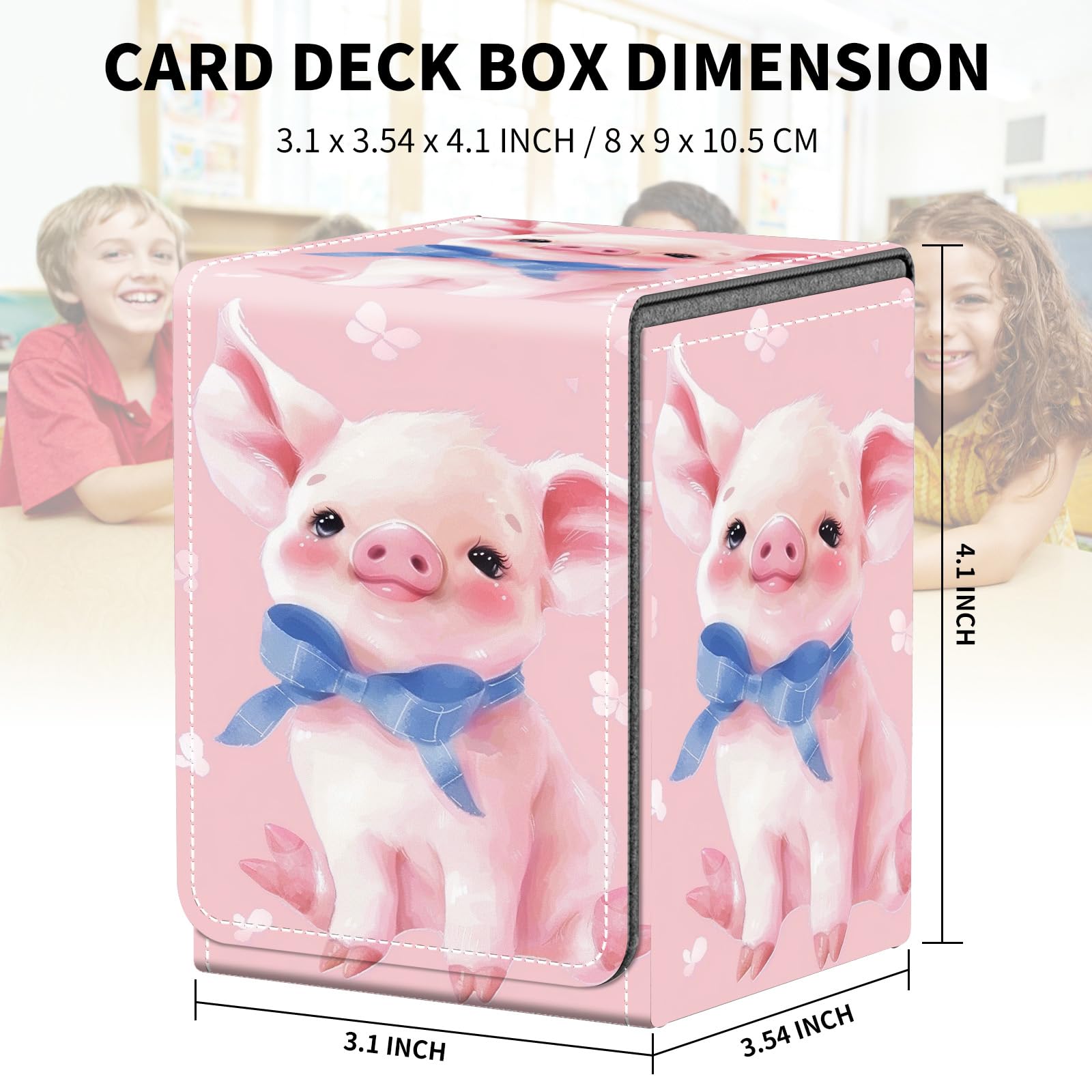 Card Deck Box for MTG Trading Cards, Magic Card Box Can Hold 110+ Single Sleeved Cards, Waterproof PU Leather Material, Strong Magnetic Buckle Card Set Box Suitable for TCG CCG, Astronaut Dinosaur