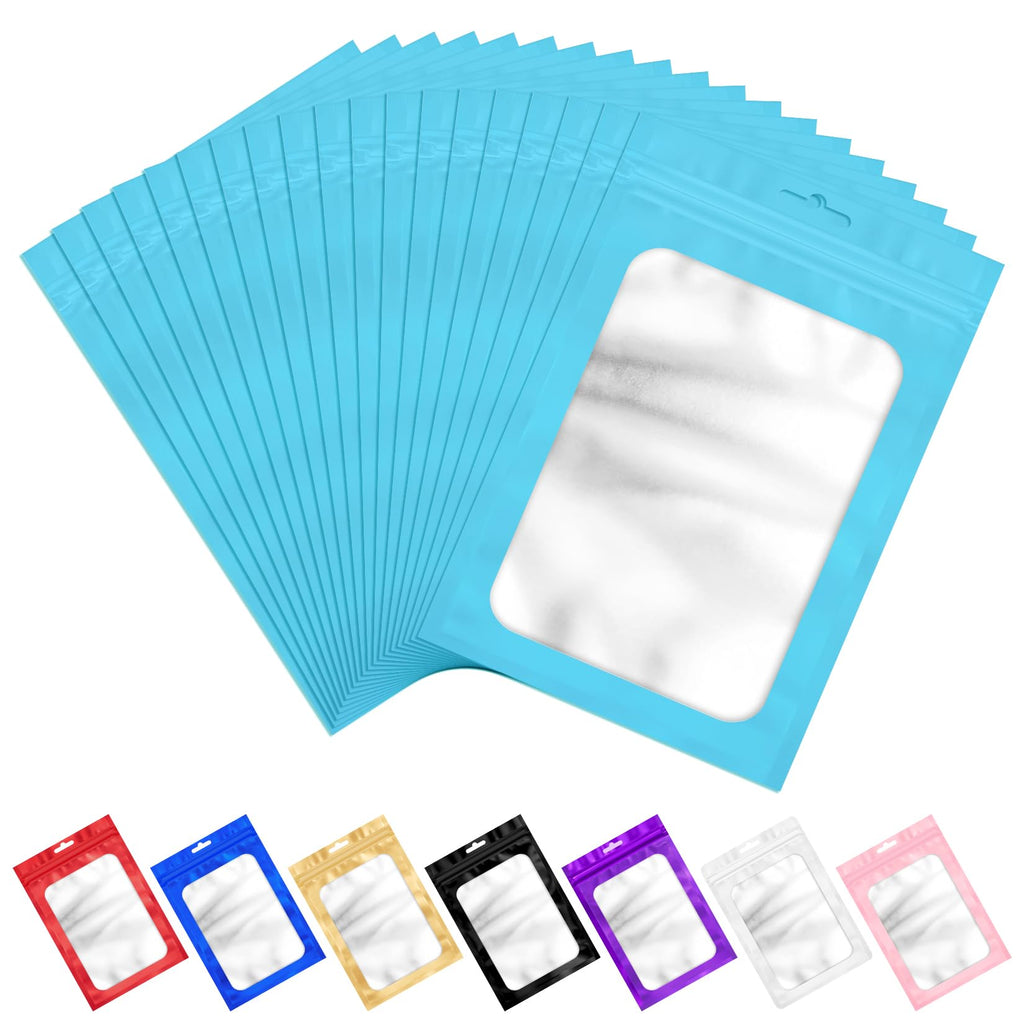 ANZNKU 100 Pack Black Resealable Mylar Bags with Frosted Clear Window, Smell Proof Sealable Packaging Bags for Small Business, Foil Pouch Zip Goodie Bag for Candy Treat Jewelry Party Favor(2.75×3.93")