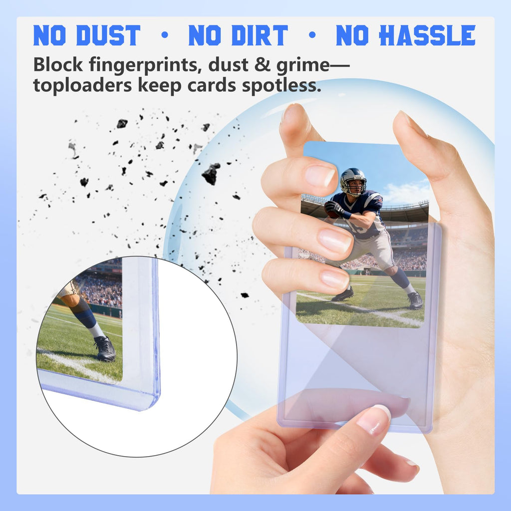DEDC 200 Top Loader Thick Card Load Holder Storage for Trading Cards Sports Soft Penny Sleeves Hard Plastic 35 Point Protective 3" x 4" Toploaders Rigid Memorabilia Collectibles
