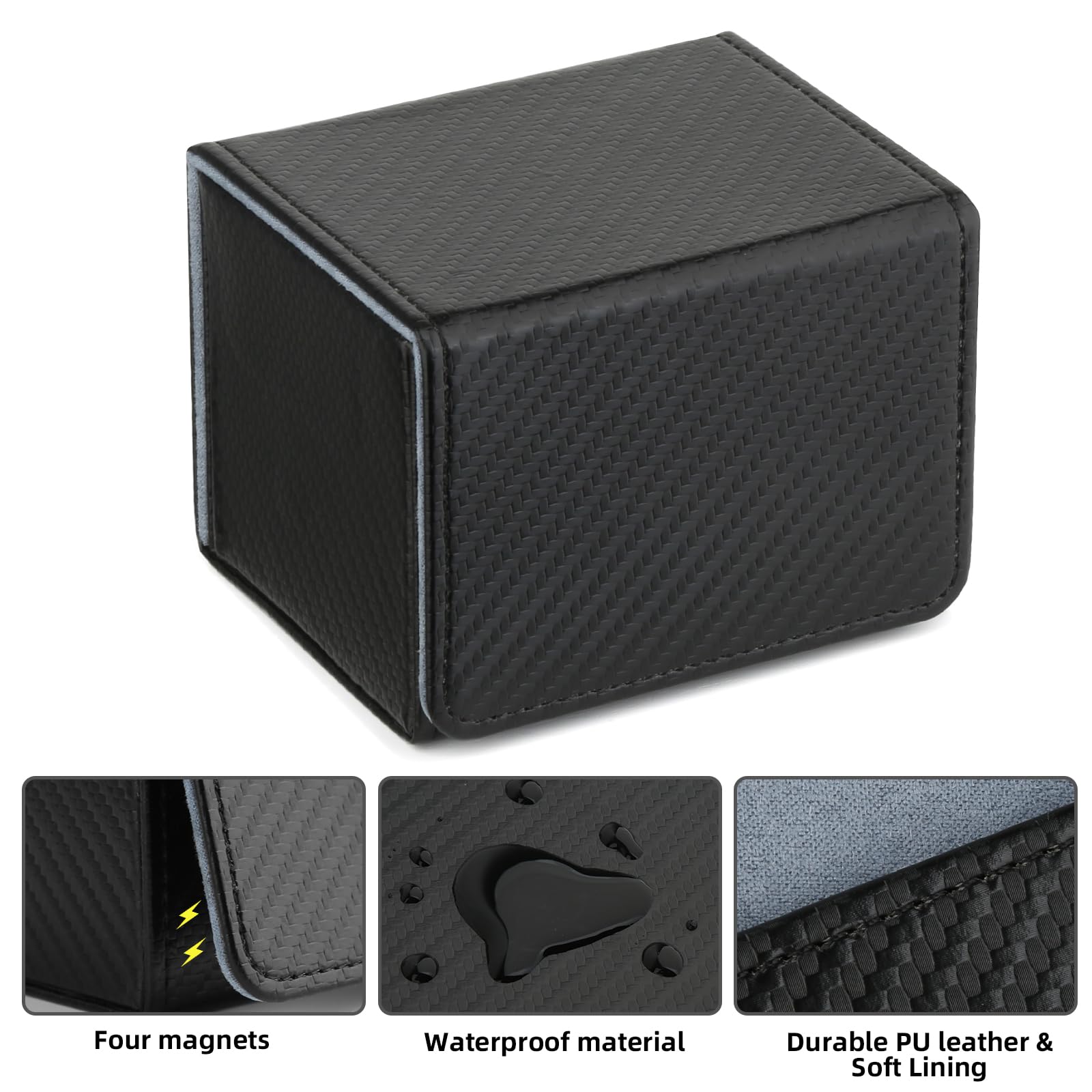 GERMUN Card Deck Box for MTG Commander, MTG Commander Deck Box Holds 120+ Single Sleeved Cards,MTG Deck Box Compatible with Magic the Gathering (Black)