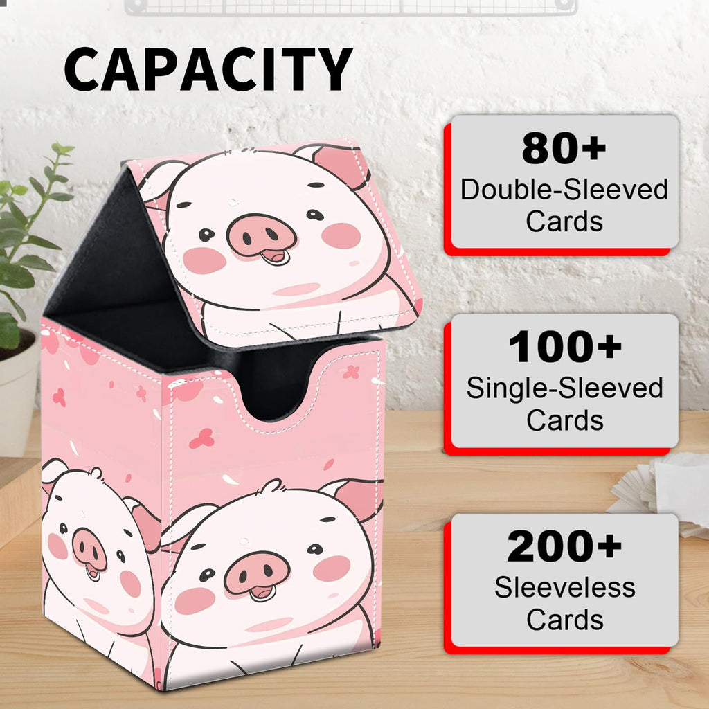 Card Deck Box for MTG Trading Cards, Magic Card Box Can Hold 110+ Single Sleeved Cards, Waterproof PU Leather Material, Strong Magnetic Buckle Card Set Box Suitable for TCG CCG, Astronaut Dinosaur