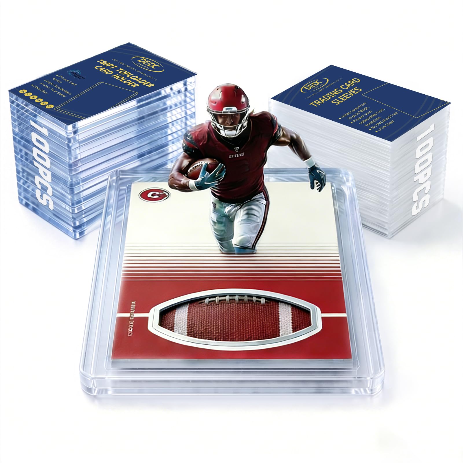DEDC 200 Top Loader Thick Card Load Holder Storage for Trading Cards Sports Soft Penny Sleeves Hard Plastic 35 Point Protective 3" x 4" Toploaders Rigid Memorabilia Collectibles