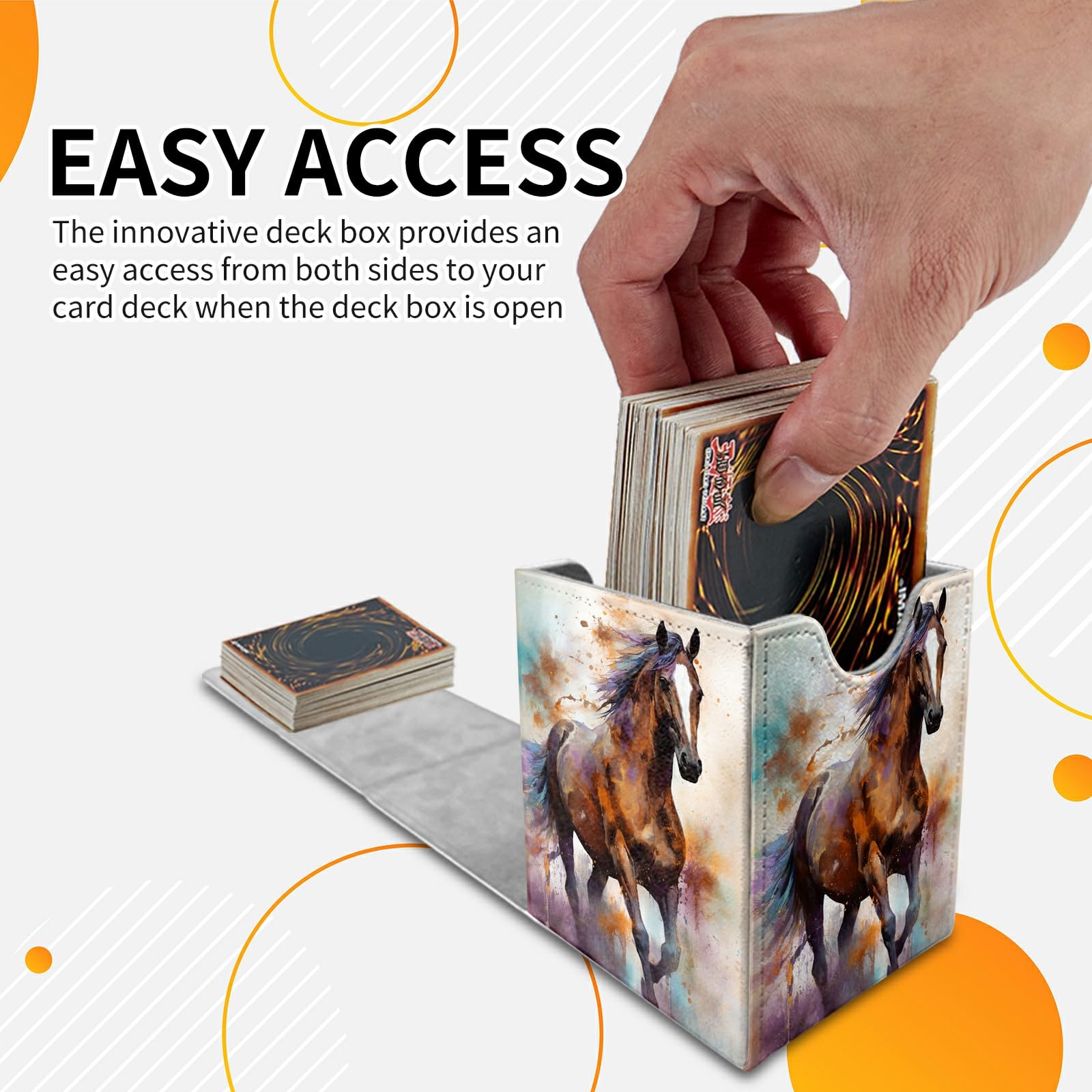 Card Deck Box Trading Cards Storage Box with Strong Magnet Premium Case Commander Deck Storage Cover for TCG CCG Magic Cards,Cat Face With Stars