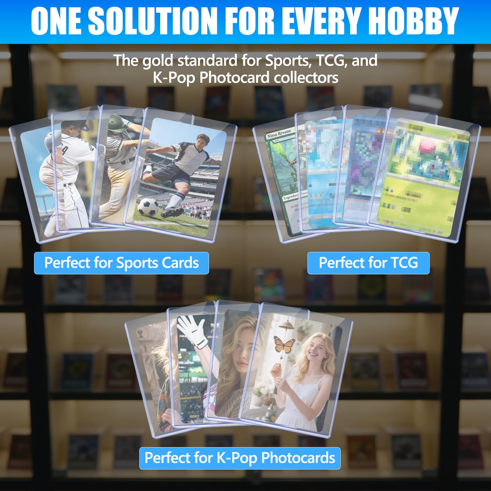 DEDC 200 Top Loader Thick Card Load Holder Storage for Trading Cards Sports Soft Penny Sleeves Hard Plastic 35 Point Protective 3" x 4" Toploaders Rigid Memorabilia Collectibles