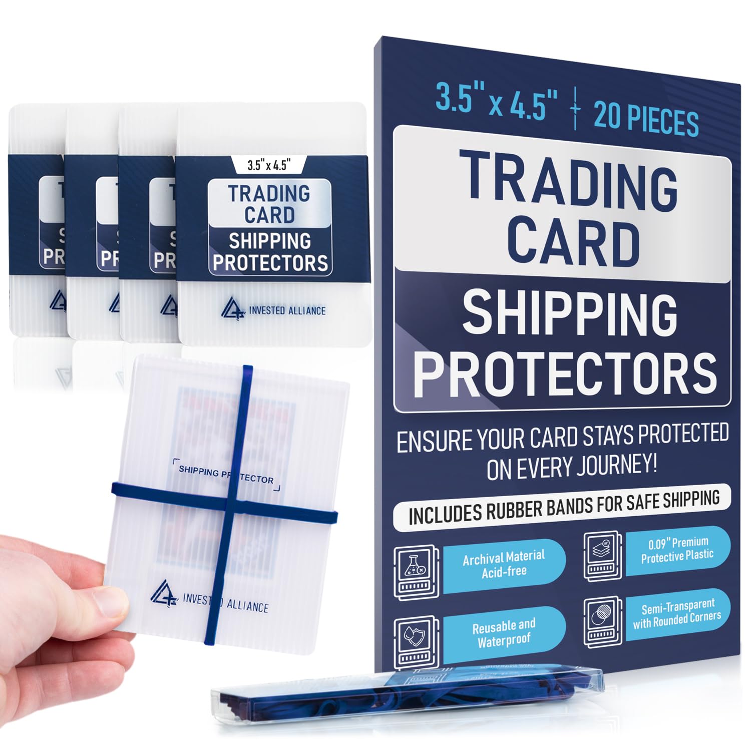 Premium Bundle Trading Card Shipping Protector with Rubber Bands | Graded Cards Protectors, Sports Trading Card Shipping Supplies Packaging, TCG Baseball Cards Shippings Shield.