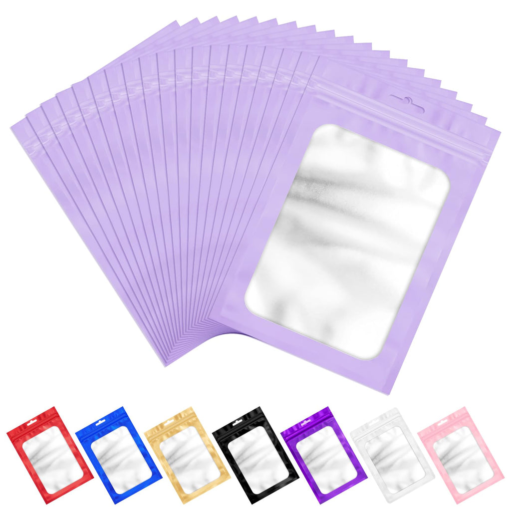 ANZNKU 100 Pack Black Resealable Mylar Bags with Frosted Clear Window, Smell Proof Sealable Packaging Bags for Small Business, Foil Pouch Zip Goodie Bag for Candy Treat Jewelry Party Favor(2.75×3.93")