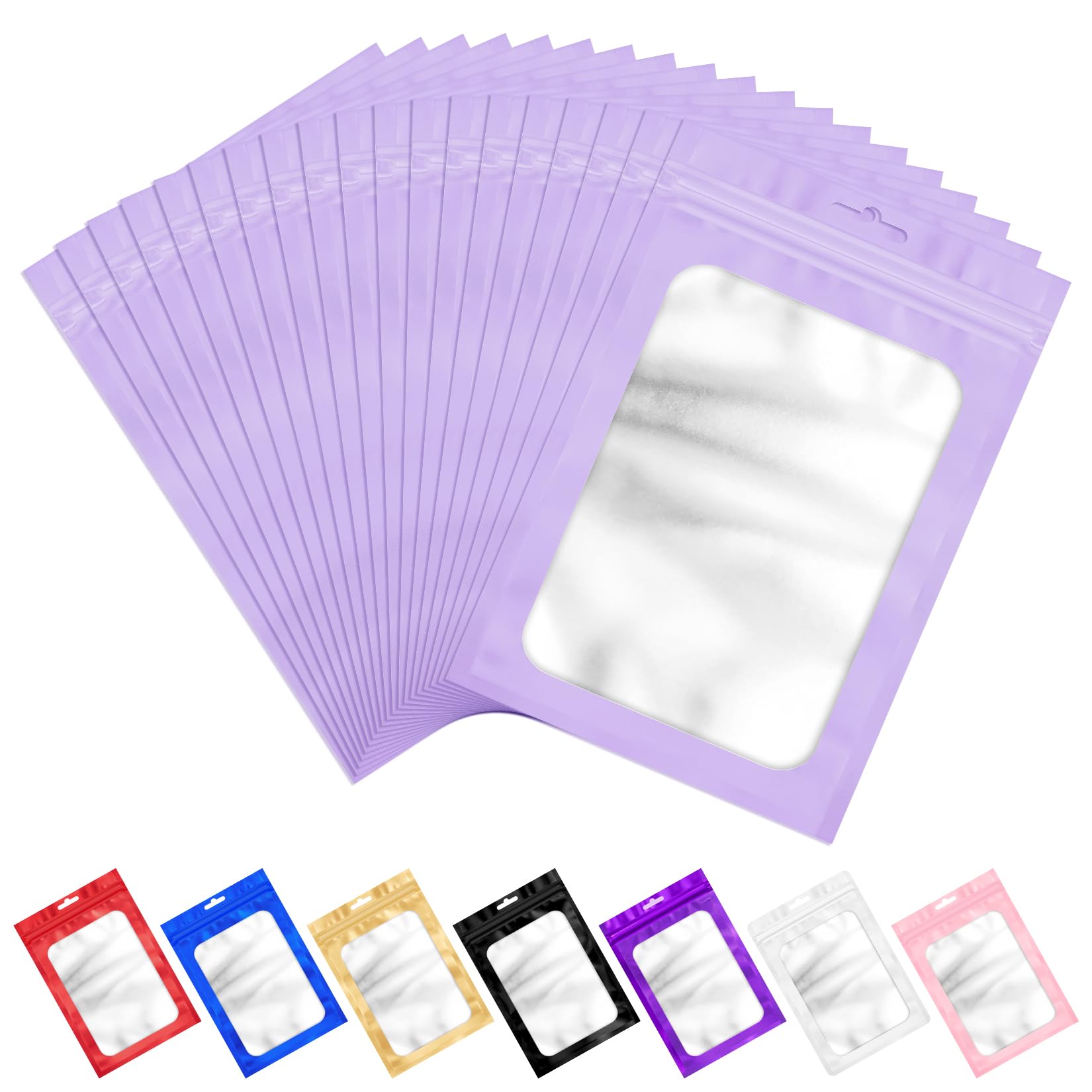 ANZNKU 100 Pack Black Resealable Mylar Bags with Frosted Clear Window, Smell Proof Sealable Packaging Bags for Small Business, Foil Pouch Zip Goodie Bag for Candy Treat Jewelry Party Favor(2.75×3.93")