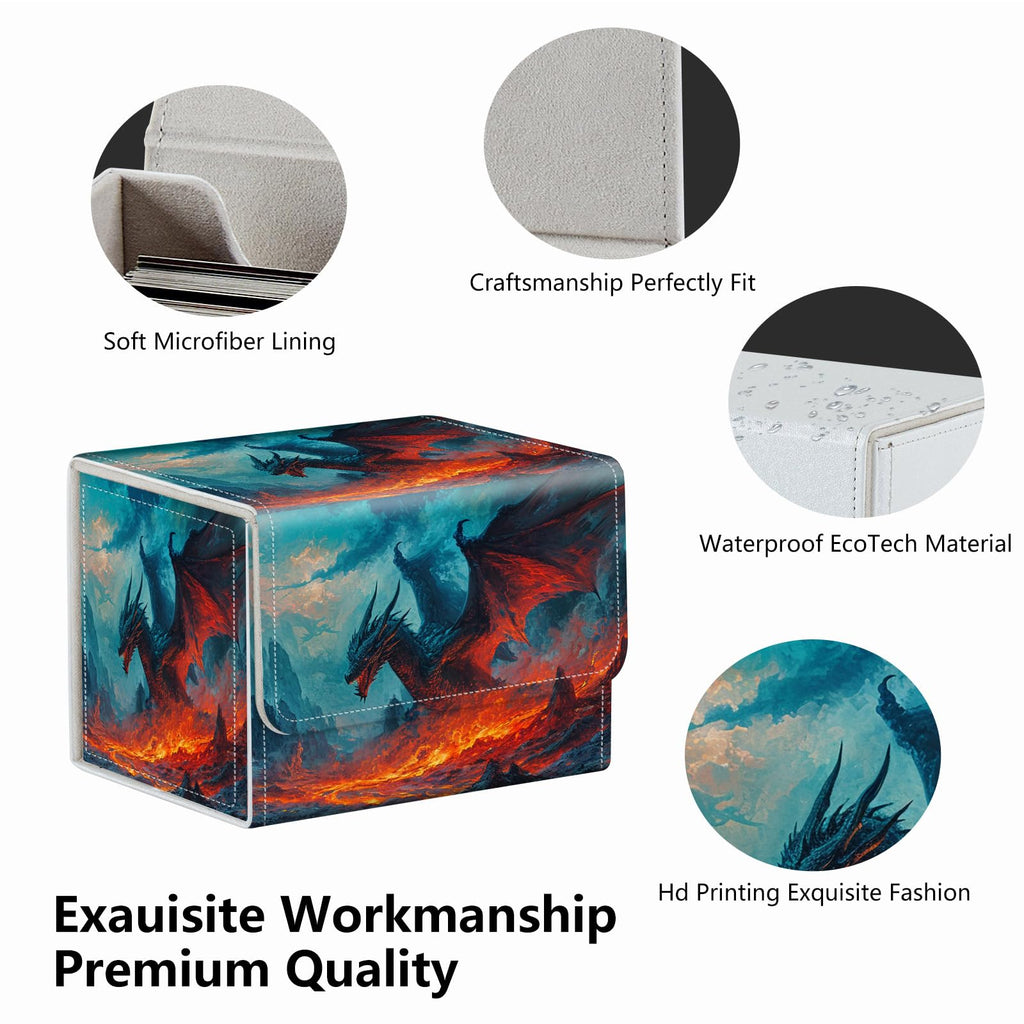Strong Magnet Case Mtg Deck Box Tcg Up to 200 Cards Creative Pattern Trading Card Storage Box for Collectible Card Games, Black And White Koi