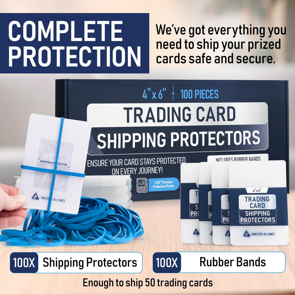 Premium Bundle Trading Card Shipping Protector with Rubber Bands | Graded Cards Protectors, Sports Trading Card Shipping Supplies Packaging, TCG Baseball Cards Shippings Shield.
