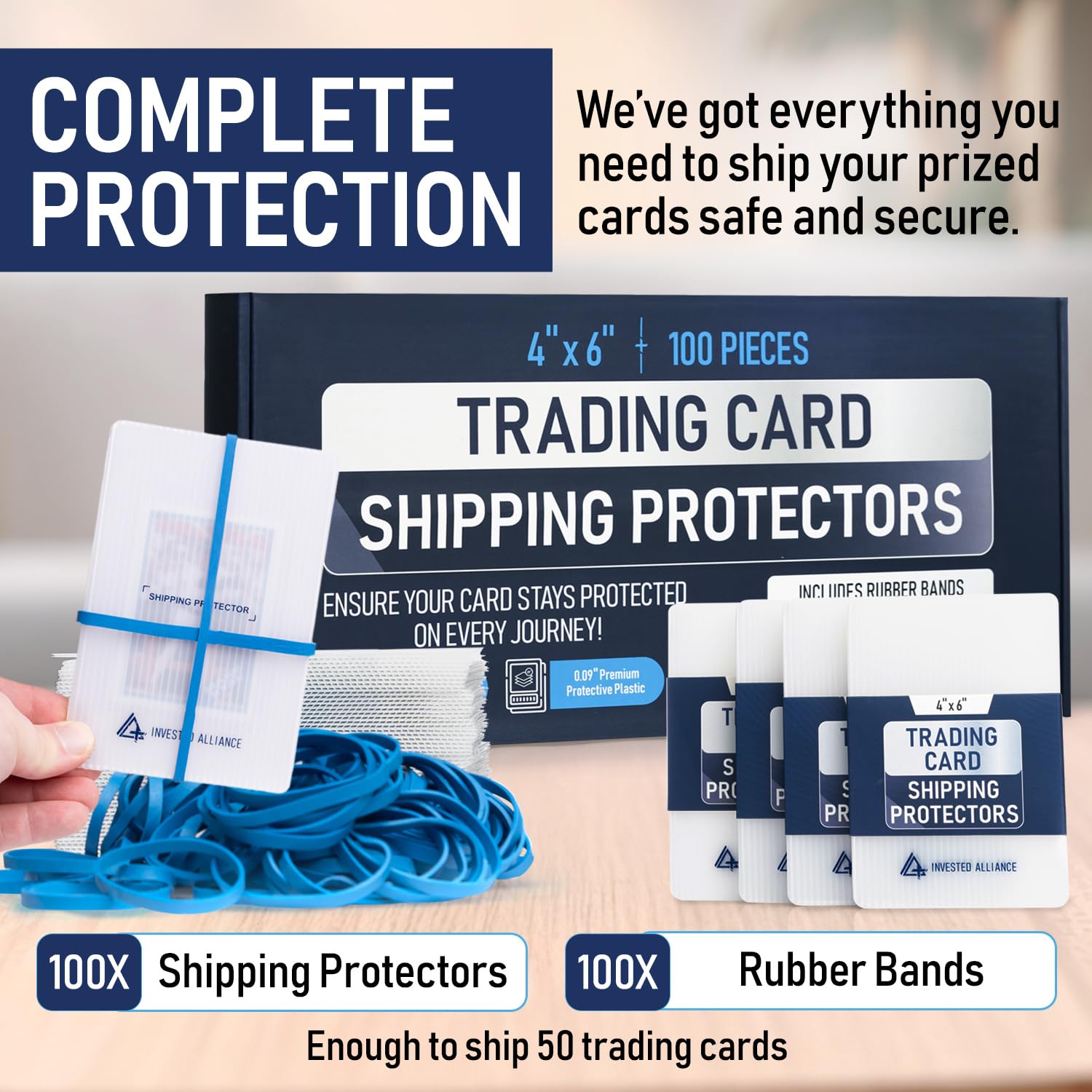 Premium Bundle Trading Card Shipping Protector with Rubber Bands | Graded Cards Protectors, Sports Trading Card Shipping Supplies Packaging, TCG Baseball Cards Shippings Shield.