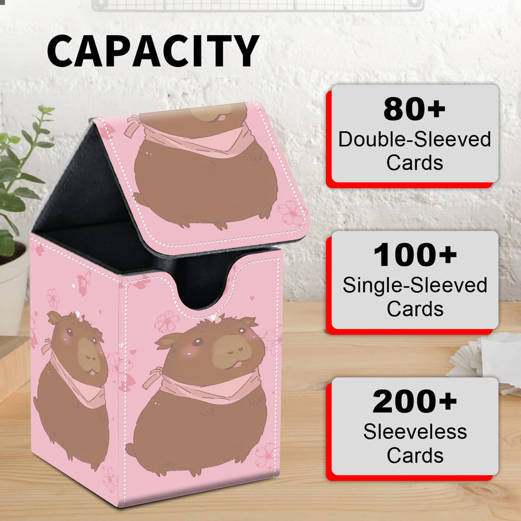 Card Deck Box for MTG Trading Cards, Magic Card Box Can Hold 110+ Single Sleeved Cards, Waterproof PU Leather Material, Strong Magnetic Buckle Card Set Box Suitable for TCG CCG, Astronaut Dinosaur