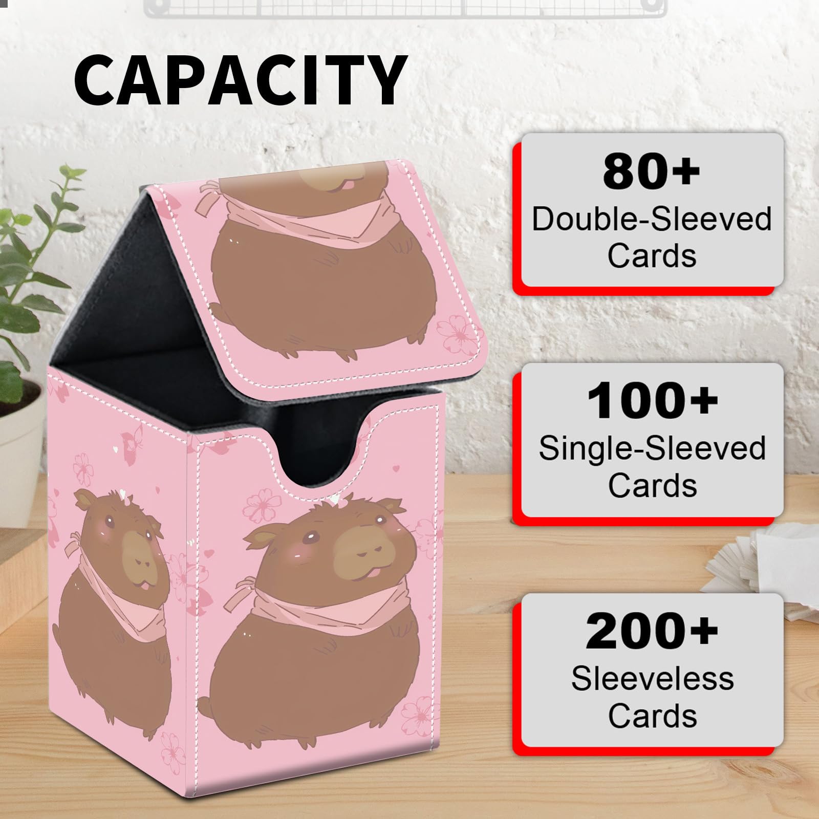 Card Deck Box for MTG Trading Cards, Magic Card Box Can Hold 110+ Single Sleeved Cards, Waterproof PU Leather Material, Strong Magnetic Buckle Card Set Box Suitable for TCG CCG, Astronaut Dinosaur