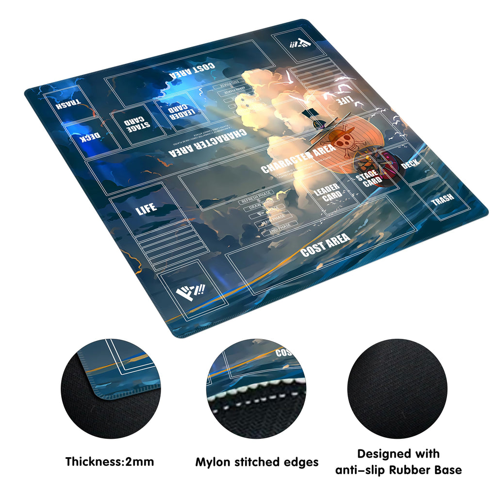 Playmat for One Piece Card Game for Two Players, 24x24 inches, with 4-Pocket Card Binder Set and 400+ Card Capacity