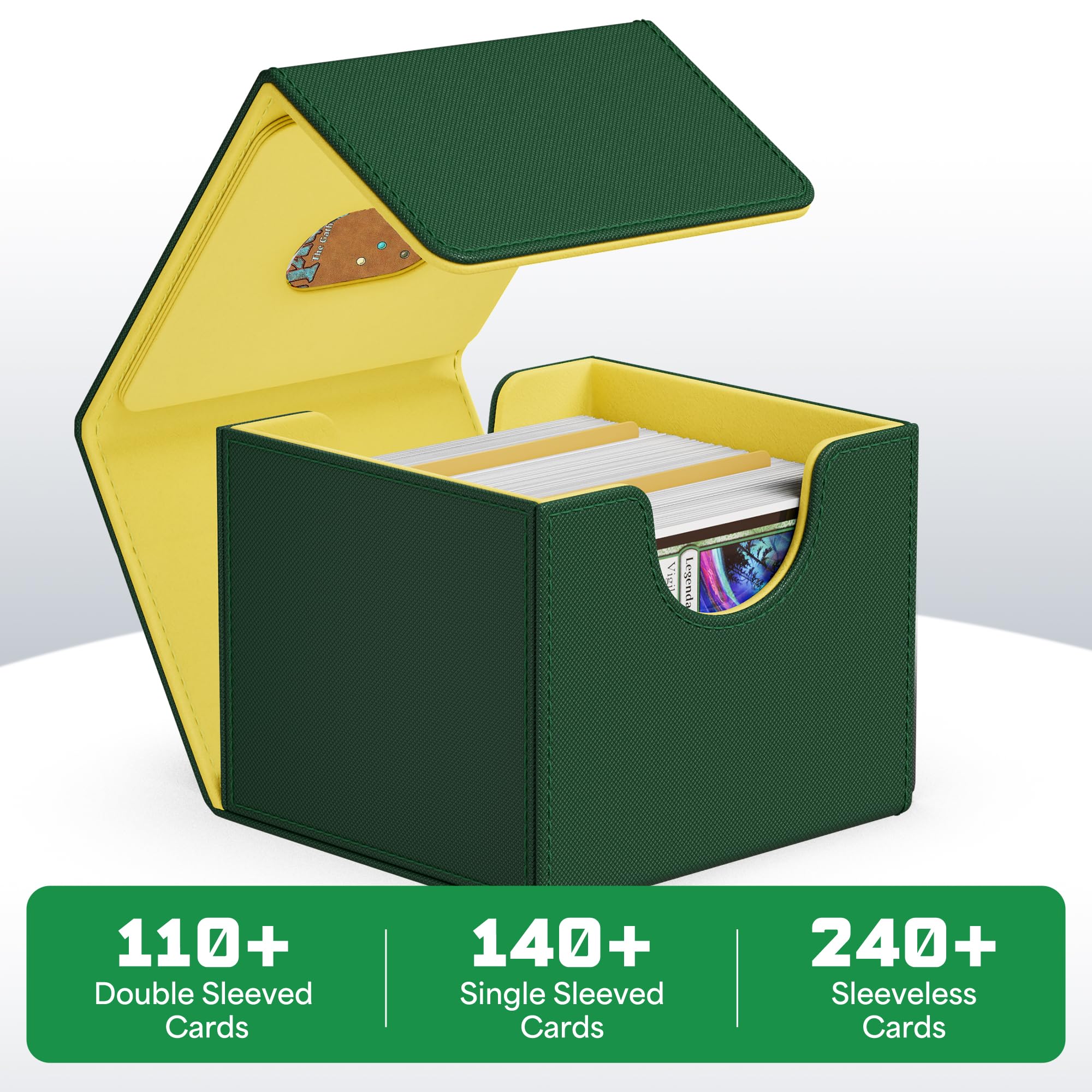 ZLCA MTG Deck Box with Commander Window Display, Commander Deck Box Holds 100 Double-Sleeved Cards Suitable for Magic the Gathering/TCG/CCG/PTCG/EDH/Sport Cards (Black)