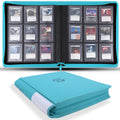 Snekdy Top loader Binder, 9 Pockets Top Loader，Holds 360 Top Loaders cards, Card binder with Sleeves for card in 3 x 4 inches color smooth Zipper PU Leather (Black)
