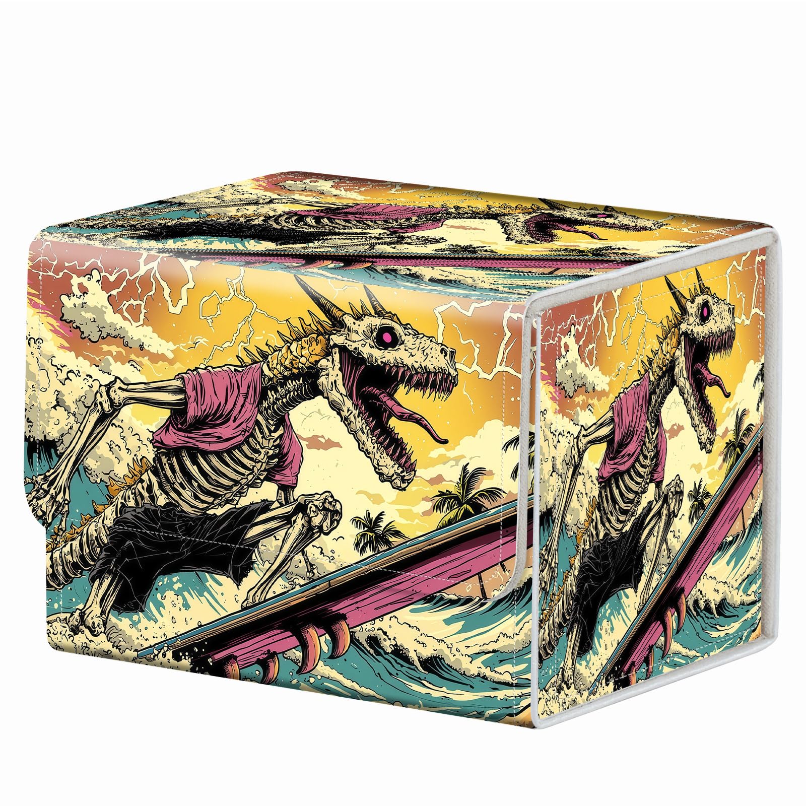 Strong Magnet Case Mtg Deck Box Tcg Up to 200 Cards Creative Pattern Trading Card Storage Box for Collectible Card Games, Black And White Koi