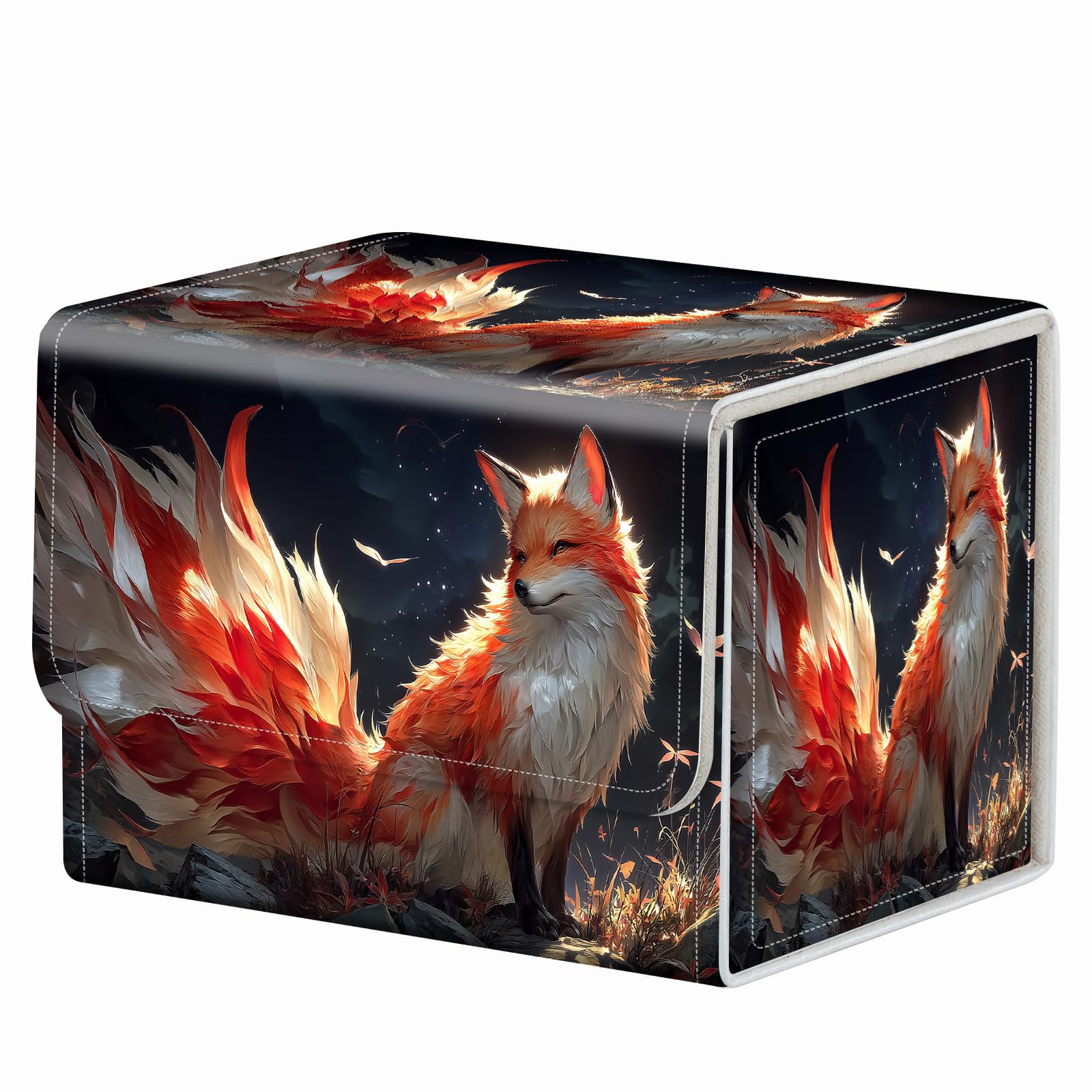 Strong Magnet Case Mtg Deck Box Tcg Up to 200 Cards Creative Pattern Trading Card Storage Box for Collectible Card Games, Black And White Koi