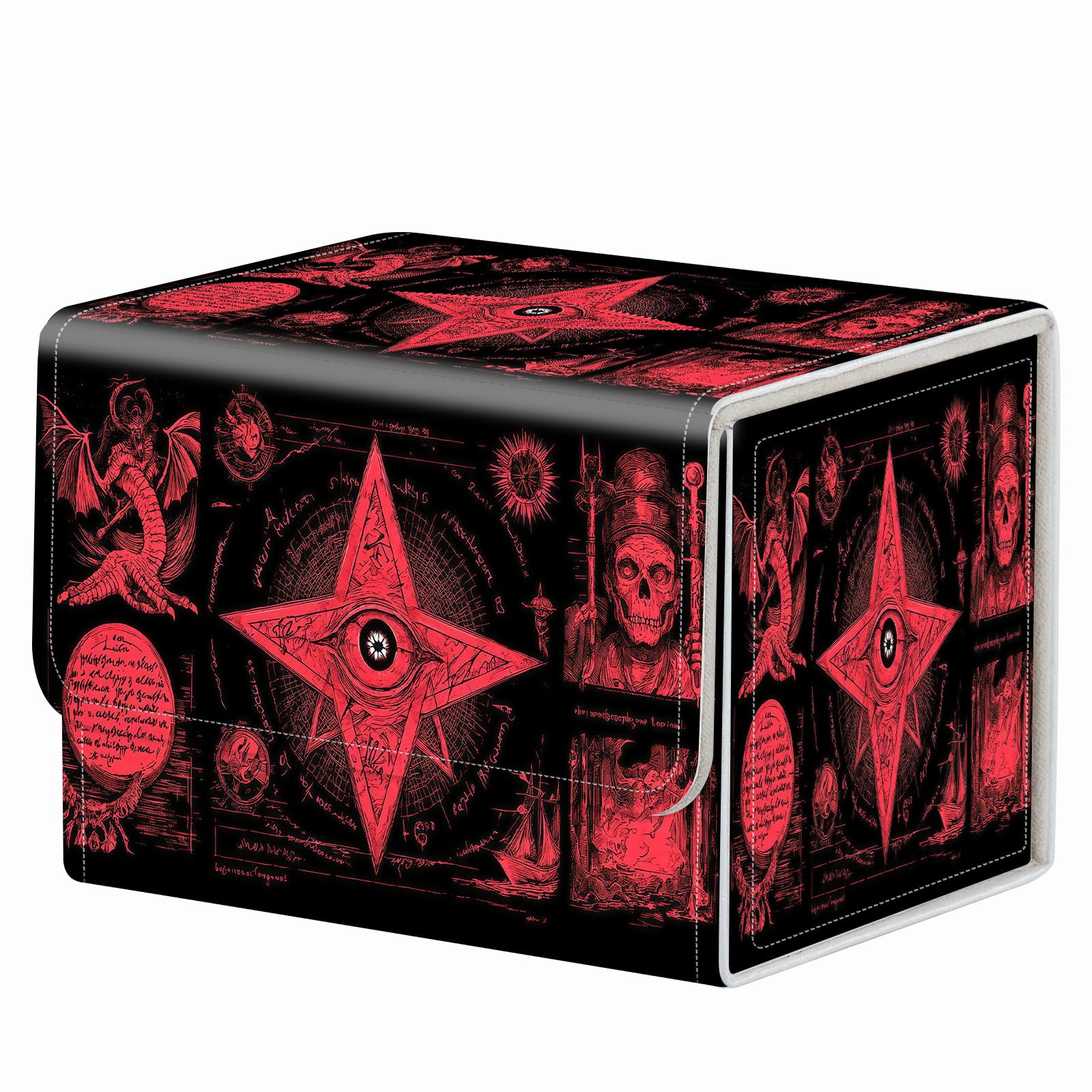 Strong Magnet Case Mtg Deck Box Tcg Up to 200 Cards Creative Pattern Trading Card Storage Box for Collectible Card Games, Black And White Koi