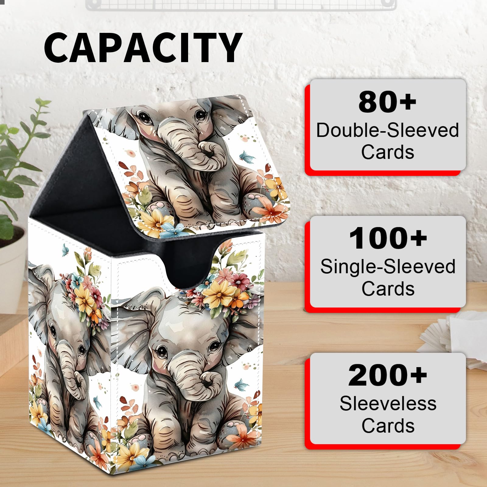 Card Deck Box for MTG Trading Cards, Magic Card Box Can Hold 110+ Single Sleeved Cards, Waterproof PU Leather Material, Strong Magnetic Buckle Card Set Box Suitable for TCG CCG, Astronaut Dinosaur
