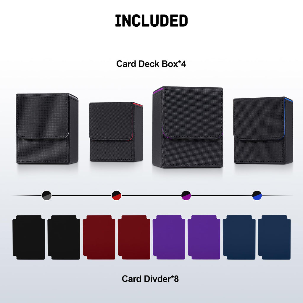 ZLCA MTG Deck Box with Commander Window Display, Commander Deck Box Holds 100 Double-Sleeved Cards Suitable for Magic the Gathering/TCG/CCG/PTCG/EDH/Sport Cards (Black)