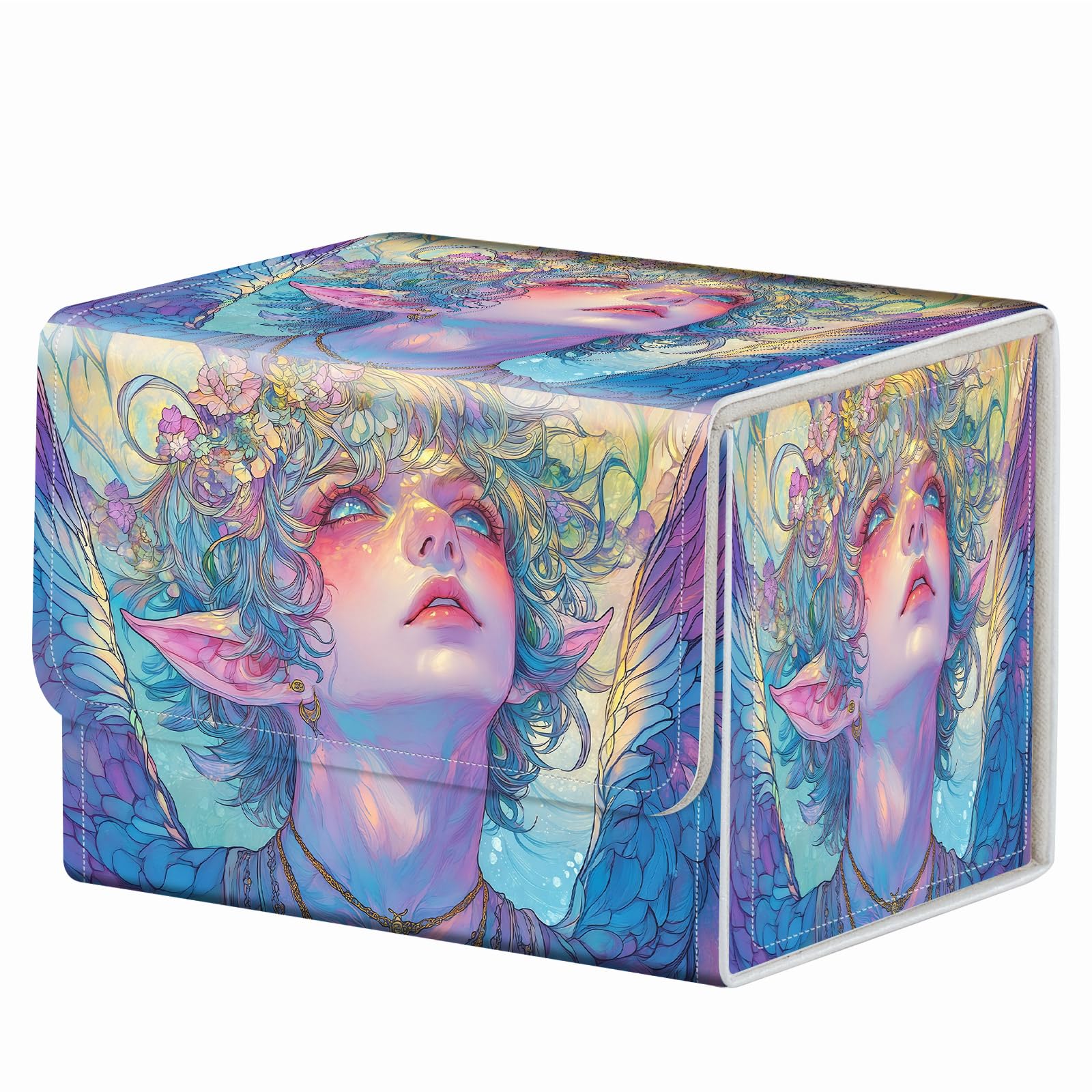 Strong Magnet Case Mtg Deck Box Tcg Up to 200 Cards Creative Pattern Trading Card Storage Box for Collectible Card Games, Black And White Koi
