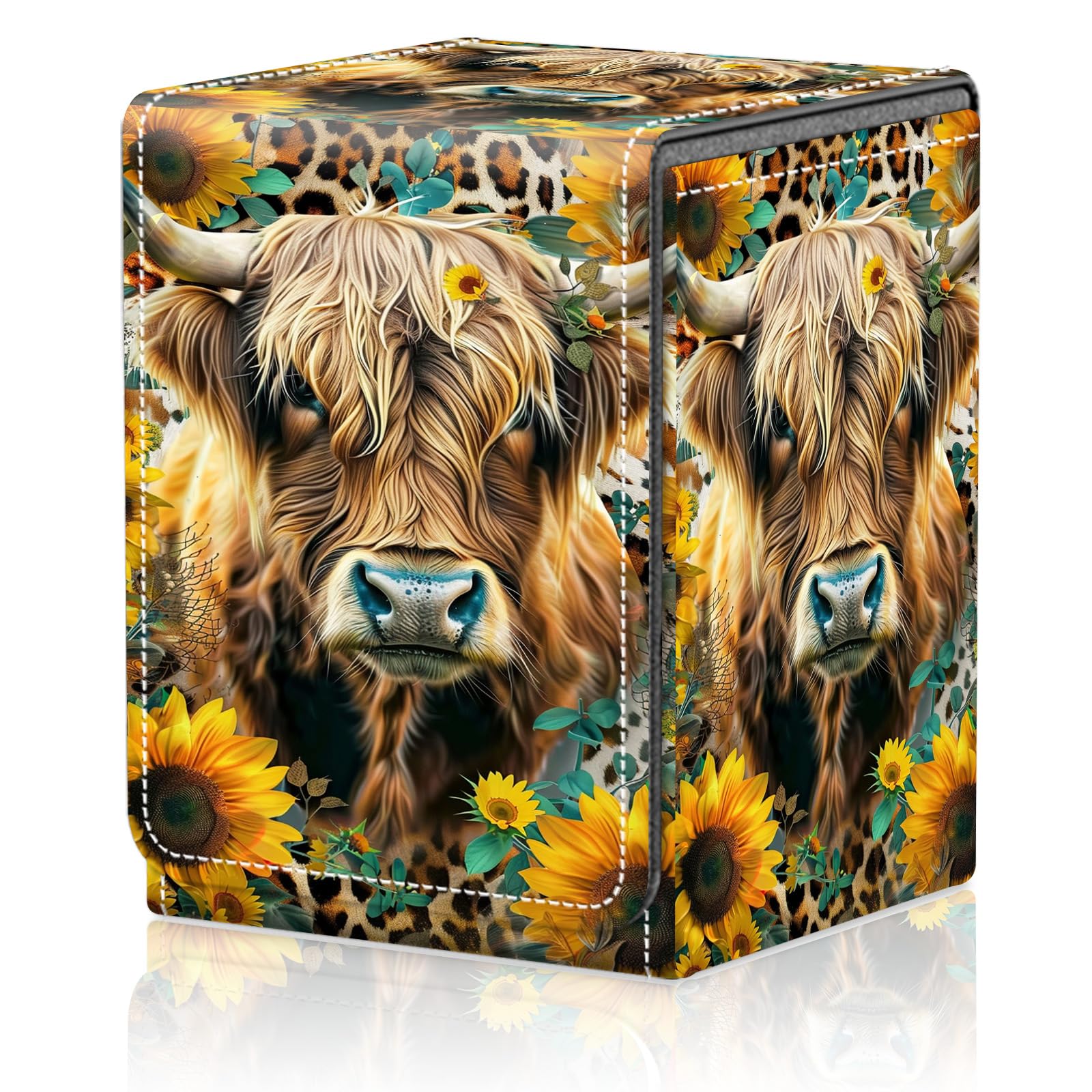 Card Deck Box for MTG Trading Cards, Magic Card Box Can Hold 110+ Single Sleeved Cards, Waterproof PU Leather Material, Strong Magnetic Buckle Card Set Box Suitable for TCG CCG, Astronaut Dinosaur