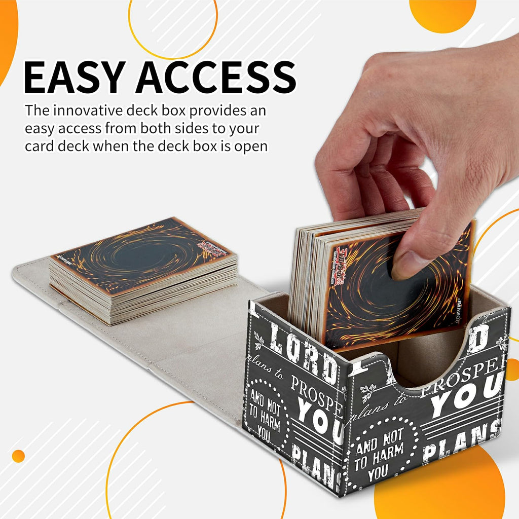 Card Deck Box Trading Cards Storage Box with Strong Magnet Premium Case Commander Deck Storage Cover for TCG CCG Magic Cards,Cat Face With Stars