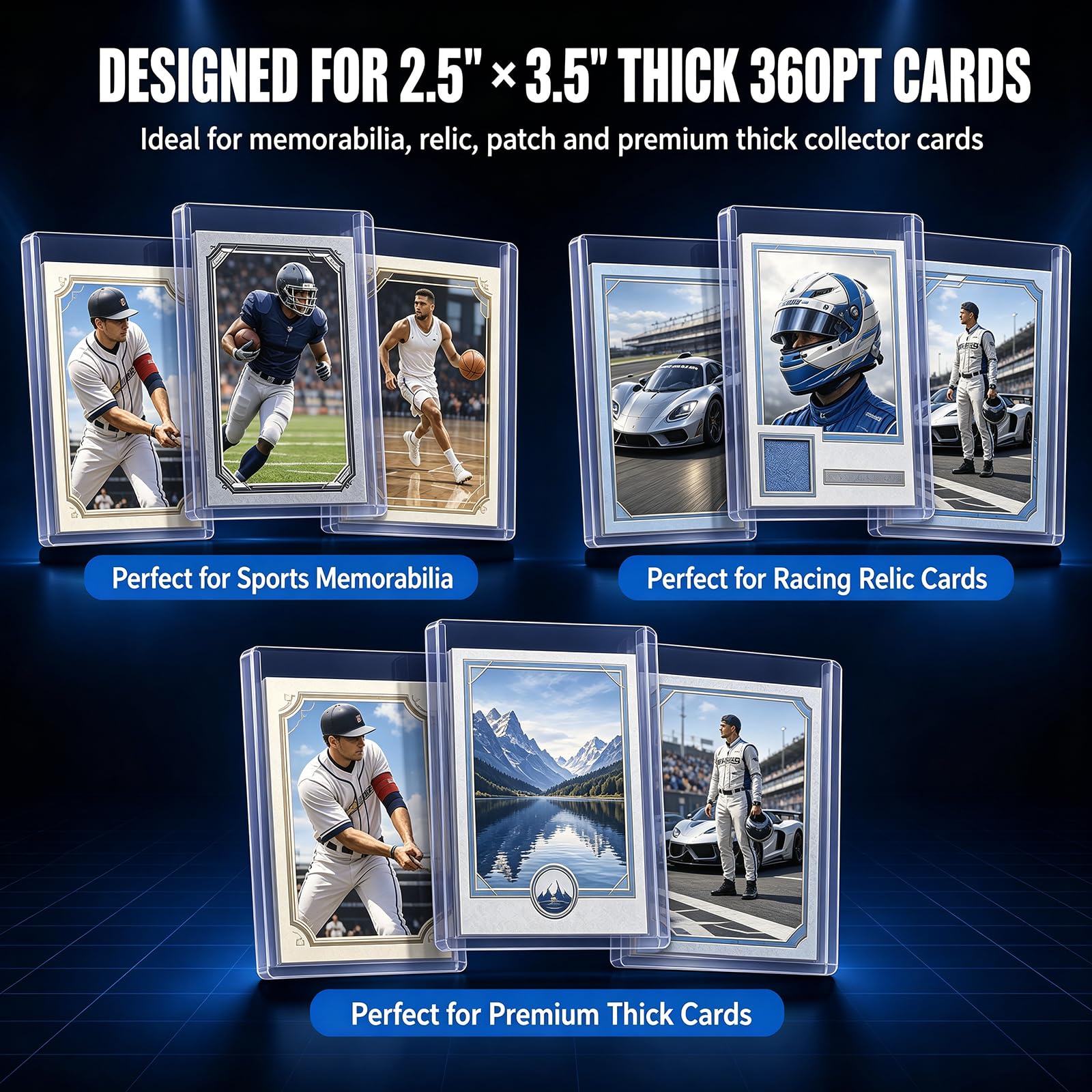 DEDC 200 Top Loader Thick Card Load Holder Storage for Trading Cards Sports Soft Penny Sleeves Hard Plastic 35 Point Protective 3" x 4" Toploaders Rigid Memorabilia Collectibles