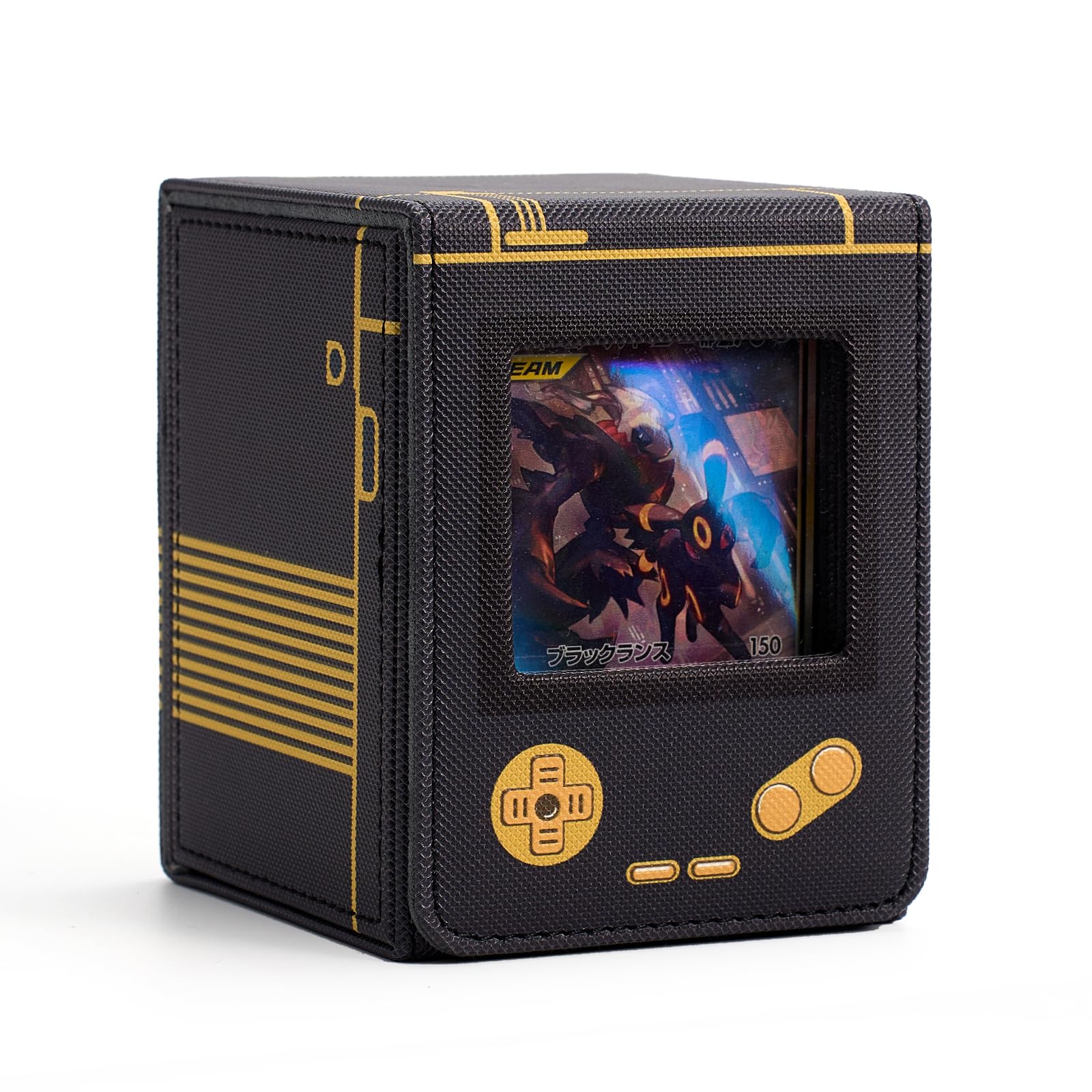 Caja para Mazos MTG con Apariencia de Consola de Juegos Retro con Exhibidor Commander, Estuche para Mazos de Cartas que Cabe 120 Cartas con Fundas Individuales, Caja de Almacenamiento de Cartas