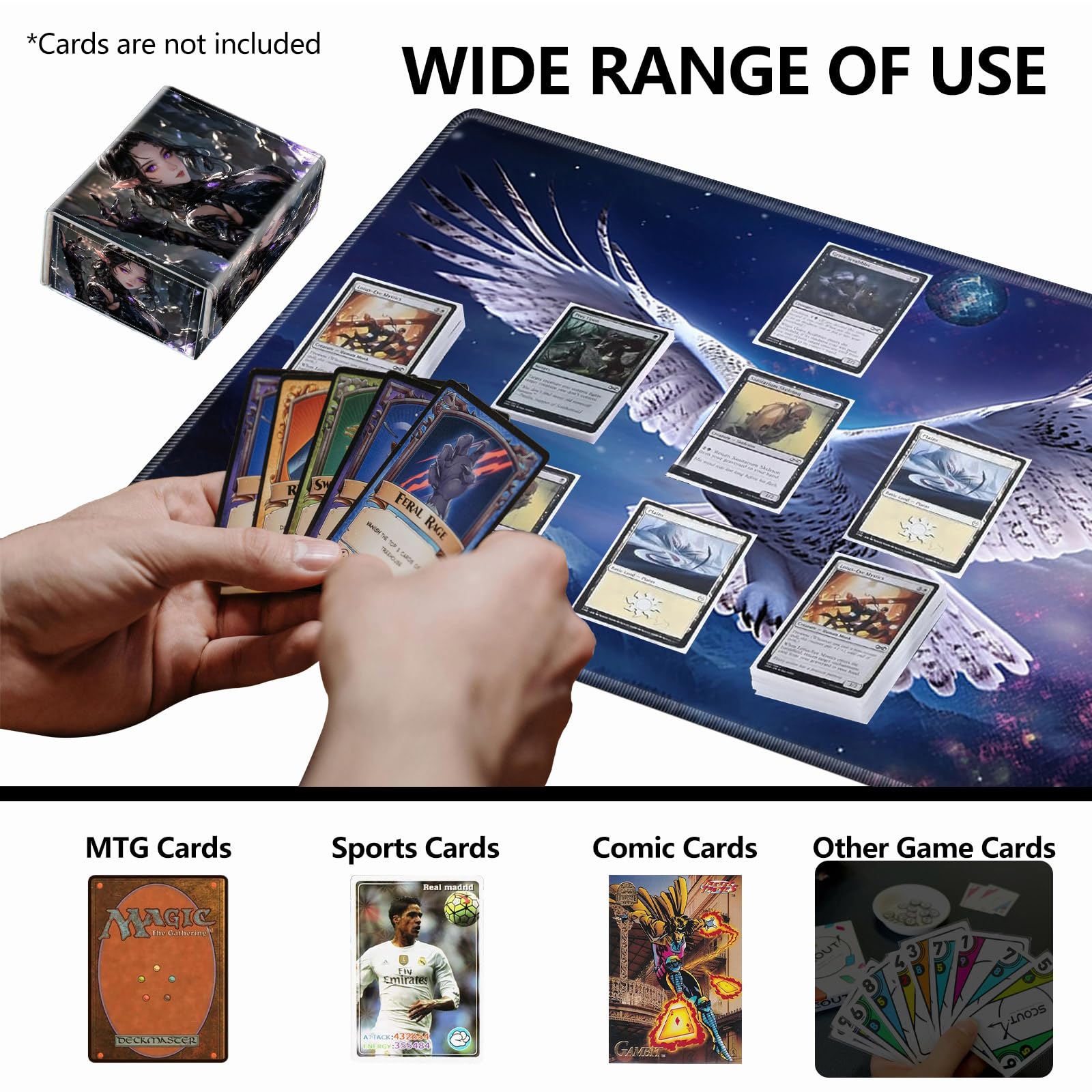 Strong Magnet Case Mtg Deck Box Tcg Up to 200 Cards Creative Pattern Trading Card Storage Box for Collectible Card Games, Black And White Koi