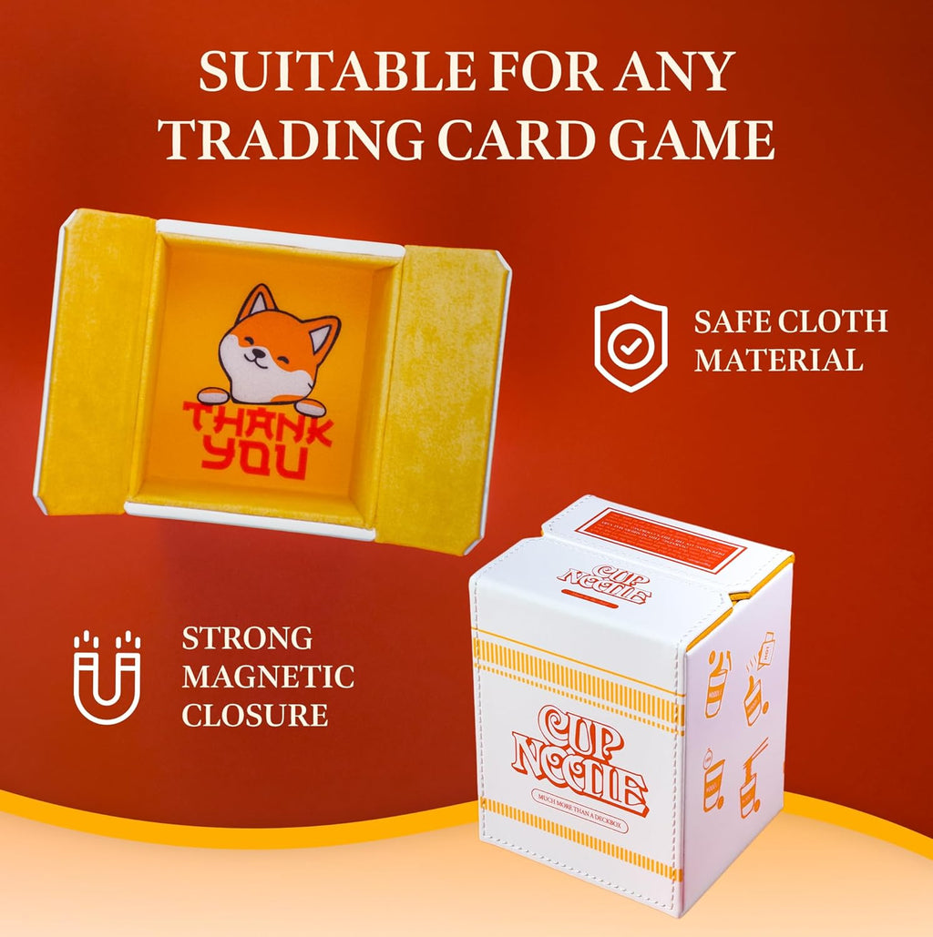 SleeveChief Instant Ramen Premium Design TCG Deck Box | Vegan Leather & smooth Interior Trading Card Deck Box for 100+ Double Sleeved Cards | Strong Magnetic Closure for All Card Games