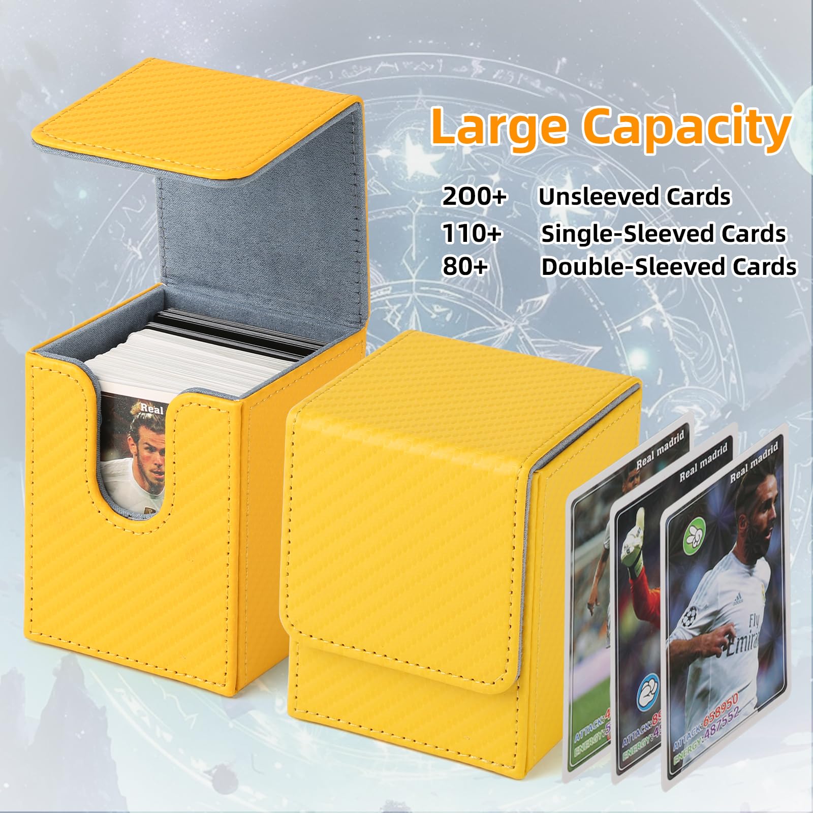 GERMUN Card Deck Box for MTG Commander, MTG Commander Deck Box Holds 120+ Single Sleeved Cards,MTG Deck Box Compatible with Magic the Gathering (Black)