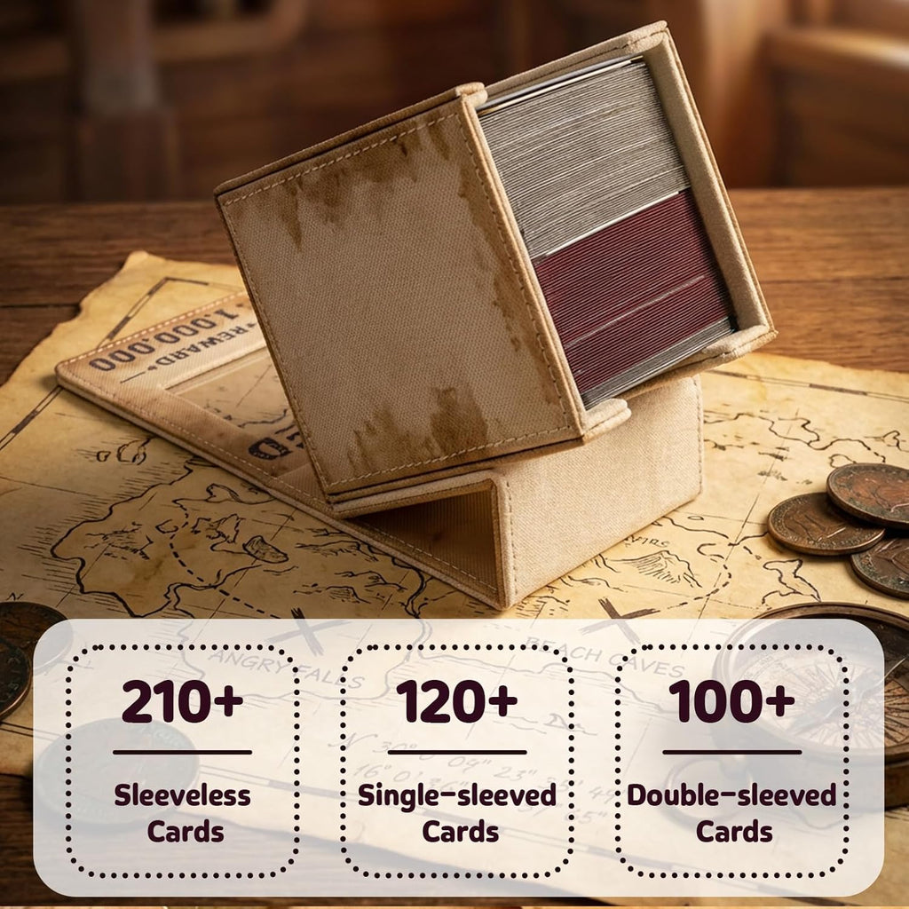 Venssu Wanted Poster Themed Deck Box with Commander Display, MTG Card Deck Case Fit 120 Single Sleeved Cards, PU Leather Magnetic Card Storage Box with 2 Dividers, Compatible with One Piece/TCG