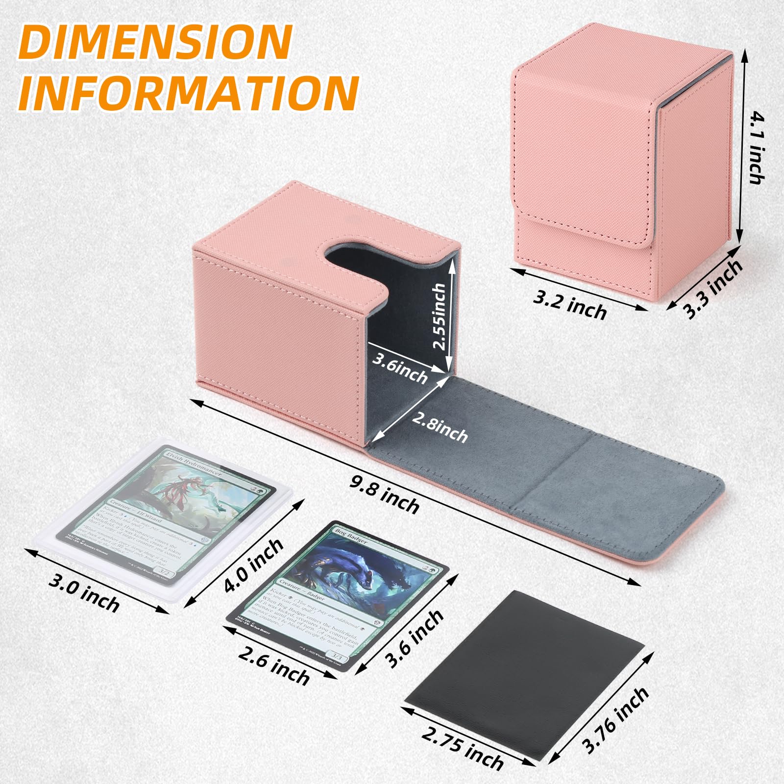 GERMUN Card Deck Box for MTG Commander, MTG Commander Deck Box Holds 120+ Single Sleeved Cards,MTG Deck Box Compatible with Magic the Gathering (Black)