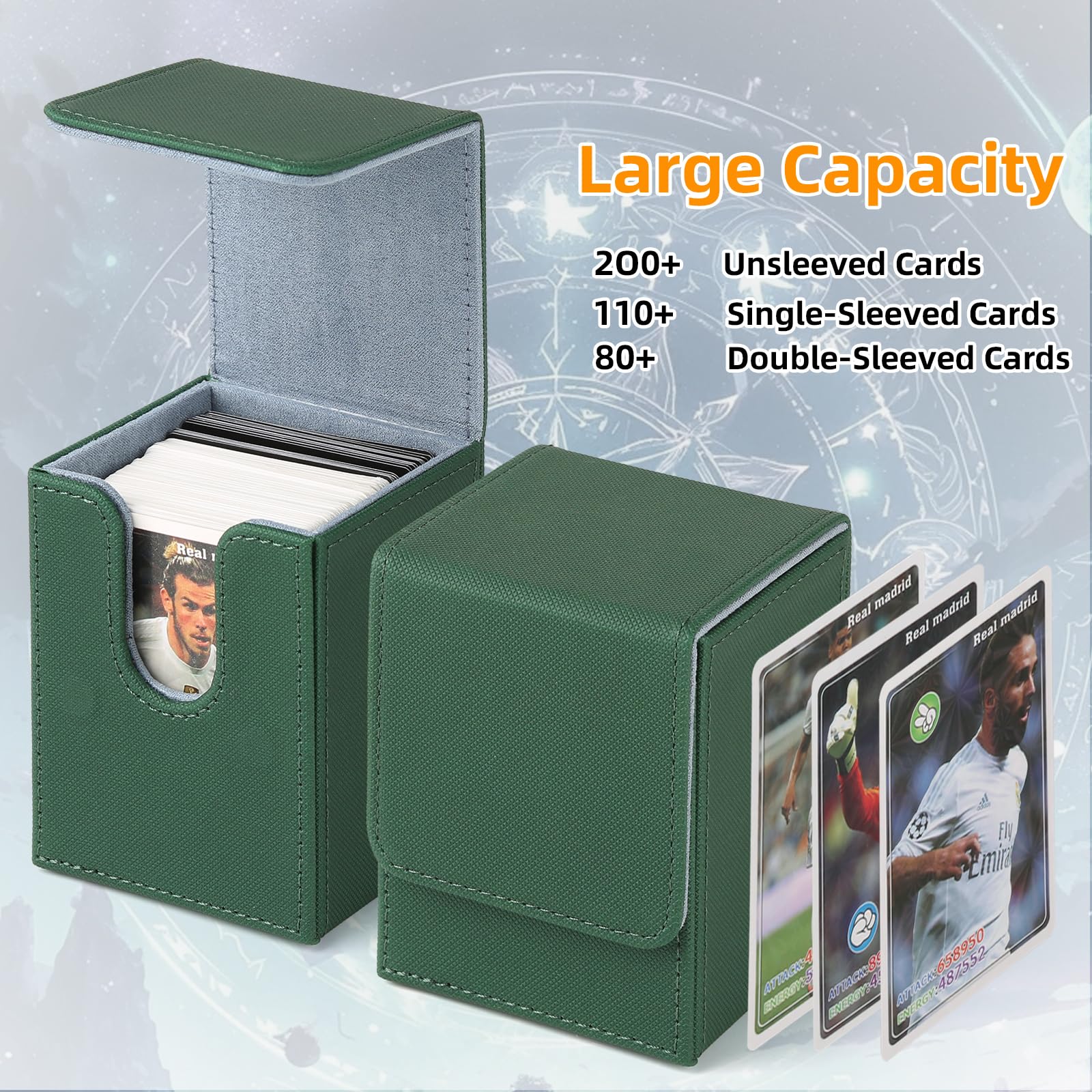 GERMUN Card Deck Box for MTG Commander, MTG Commander Deck Box Holds 120+ Single Sleeved Cards,MTG Deck Box Compatible with Magic the Gathering (Black)