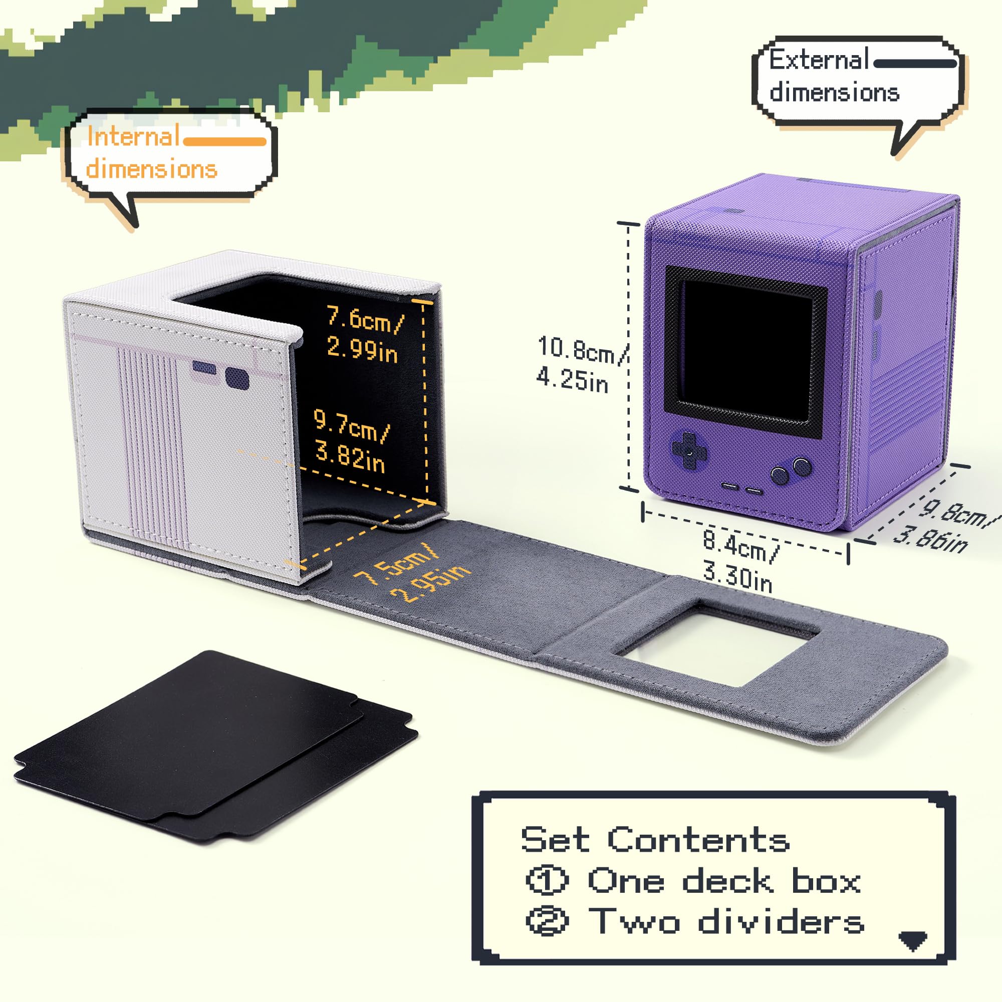 Caja para Mazos MTG con Apariencia de Consola de Juegos Retro con Exhibidor Commander, Estuche para Mazos de Cartas que Cabe 120 Cartas con Fundas Individuales, Caja de Almacenamiento de Cartas