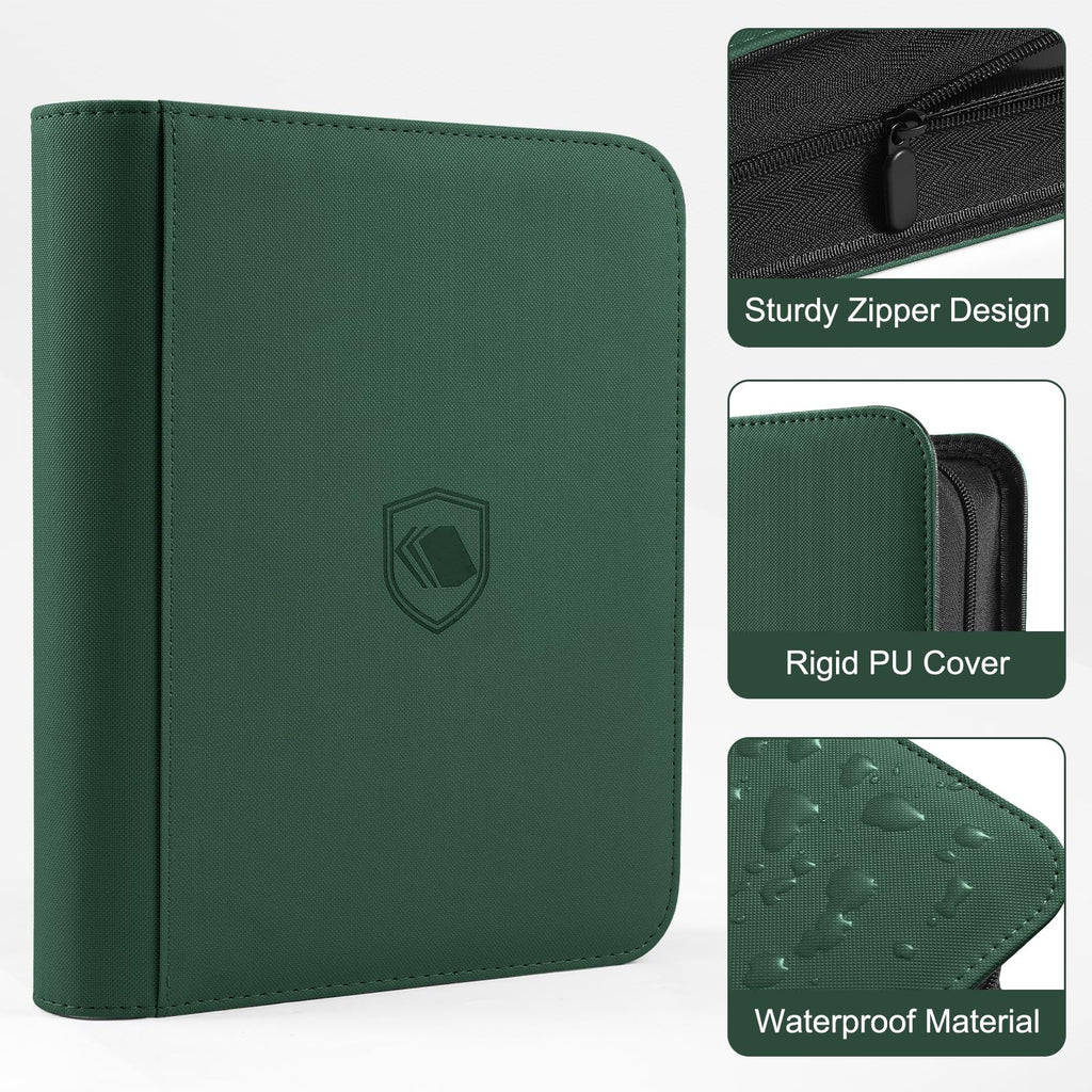Toploader Binder, Holds 360 Toploader, 100 Toploaders INCLUDED, 9-Pocket PU Cover Top Loader Binder for 3" x 4" Rigid Toploaders, Ringless Double-Sided Toploader Card Binder for TCG, Sport Cards