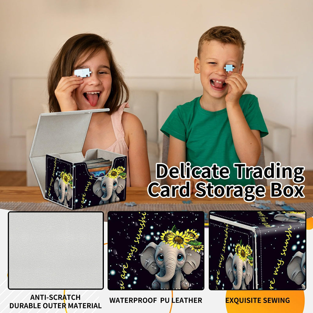 Card Deck Box Trading Cards Storage Box with Strong Magnet Premium Case Commander Deck Storage Cover for TCG CCG Magic Cards,Cat Face With Stars