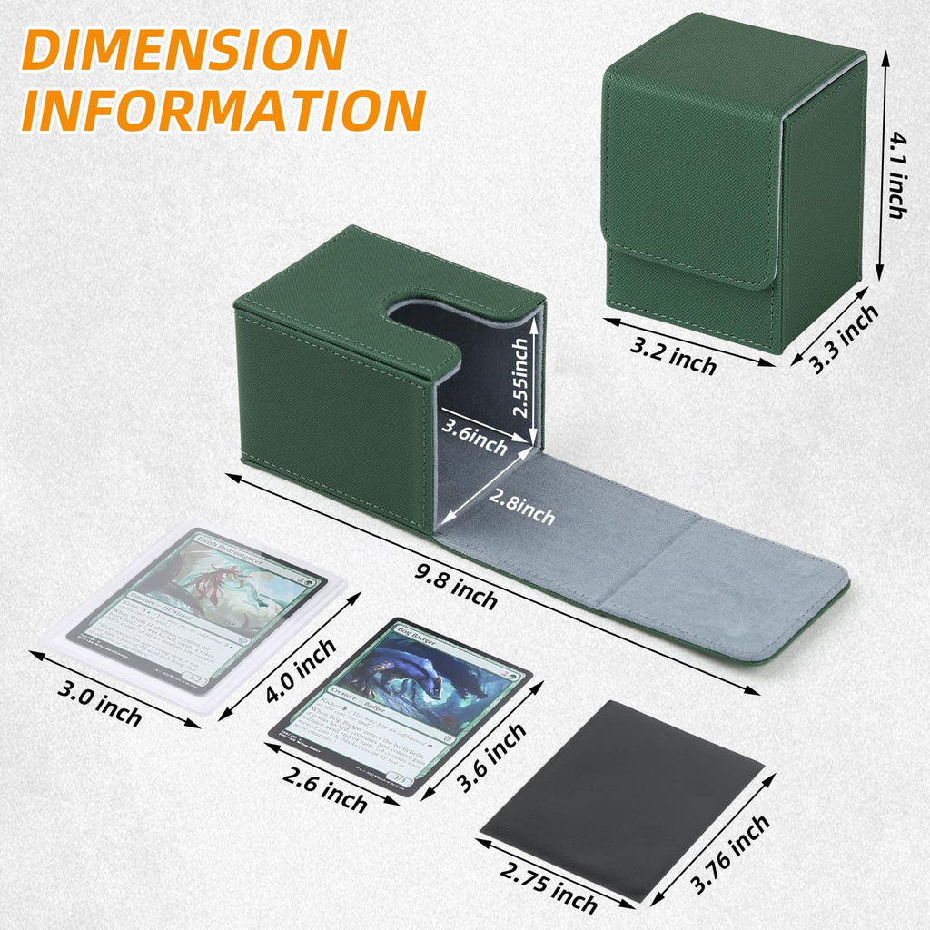 GERMUN Card Deck Box for MTG Commander, MTG Commander Deck Box Holds 120+ Single Sleeved Cards,MTG Deck Box Compatible with Magic the Gathering (Black)