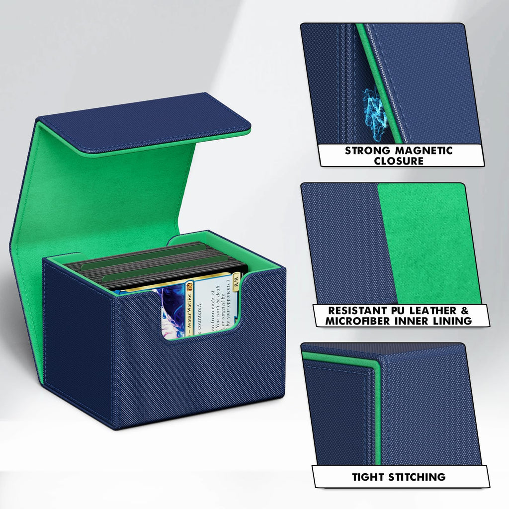 ZLCA MTG Deck Box with Commander Window Display, Commander Deck Box Holds 100 Double-Sleeved Cards Suitable for Magic the Gathering/TCG/CCG/PTCG/EDH/Sport Cards (Black)