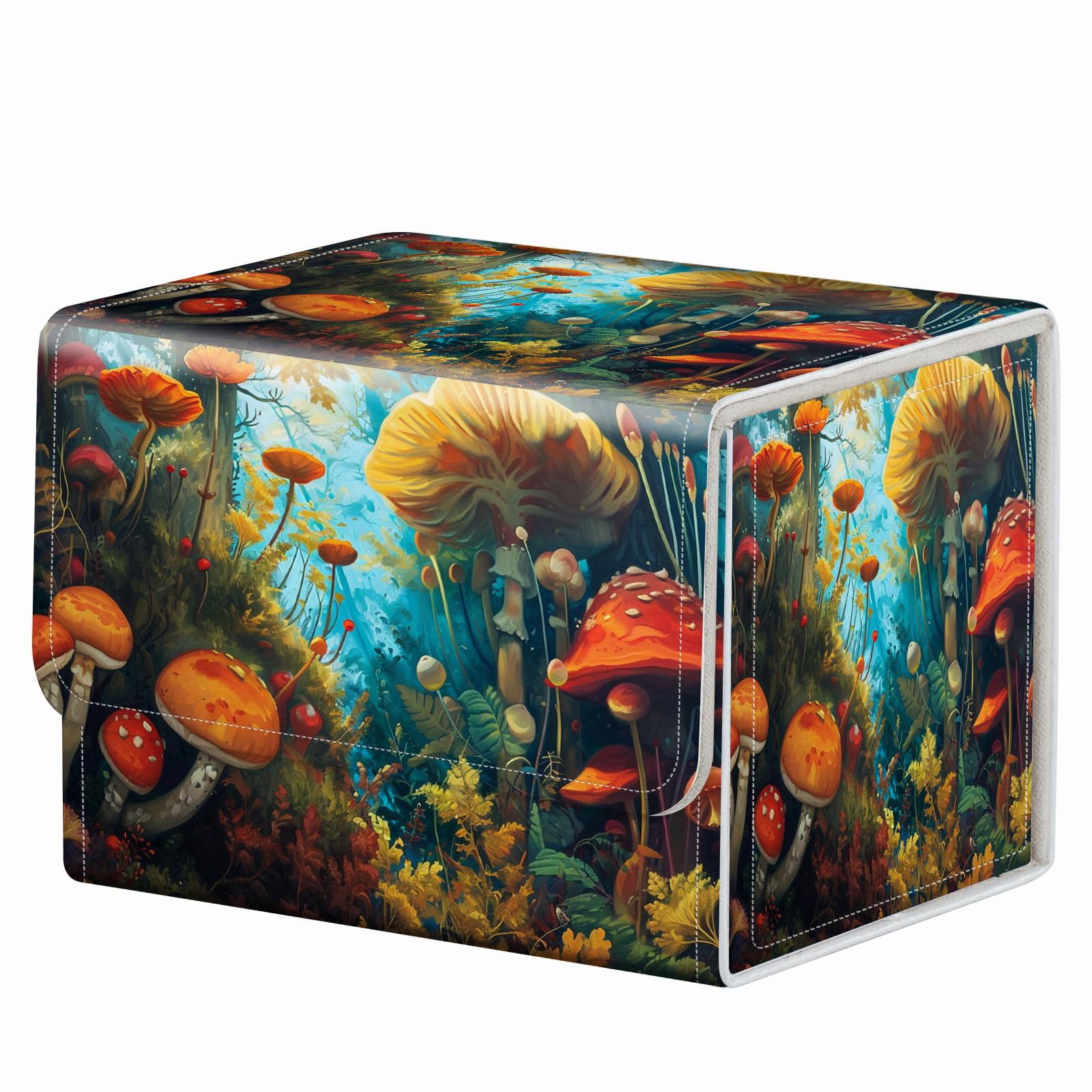 Strong Magnet Case Mtg Deck Box Tcg Up to 200 Cards Creative Pattern Trading Card Storage Box for Collectible Card Games, Black And White Koi