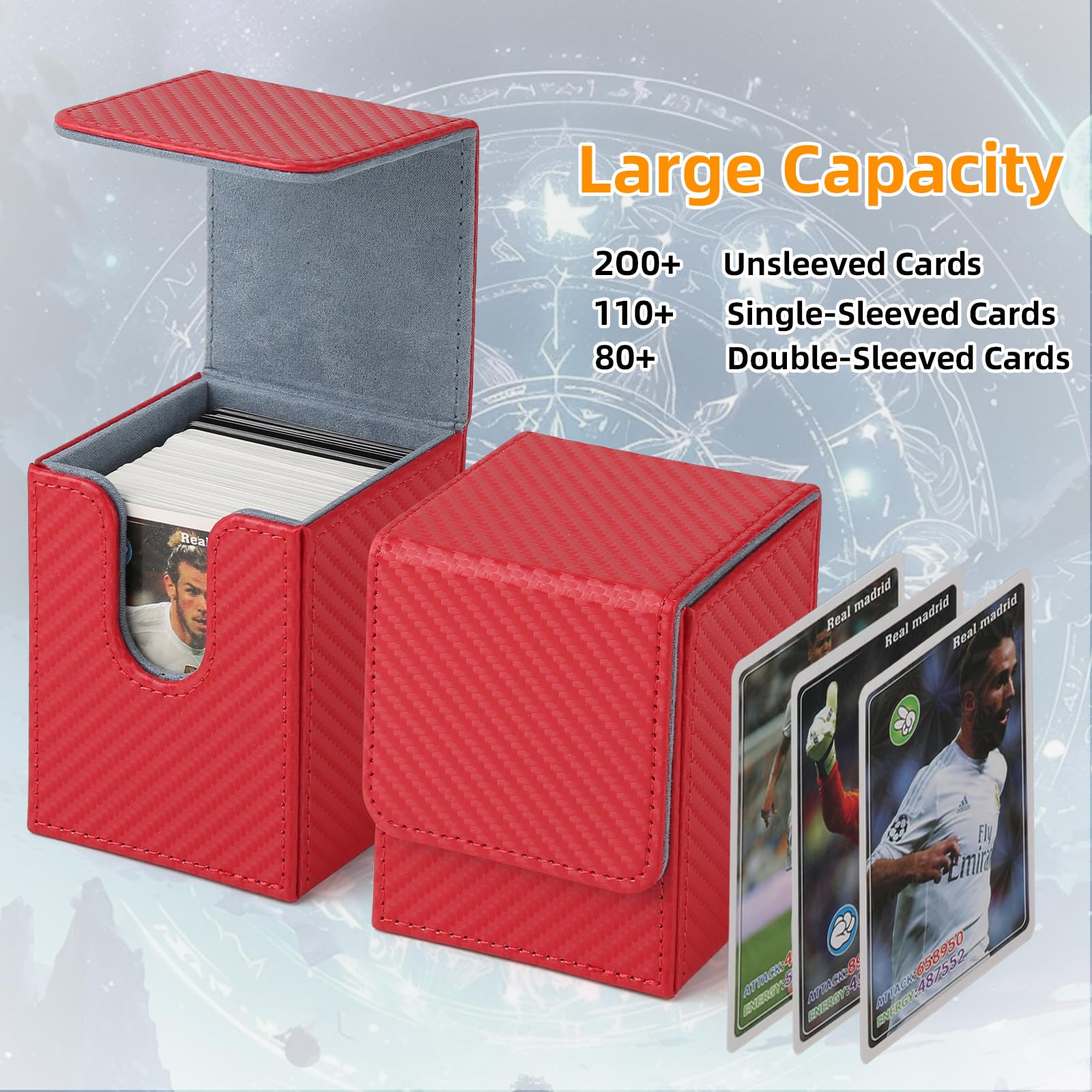 GERMUN Card Deck Box for MTG Commander, MTG Commander Deck Box Holds 120+ Single Sleeved Cards,MTG Deck Box Compatible with Magic the Gathering (Black)