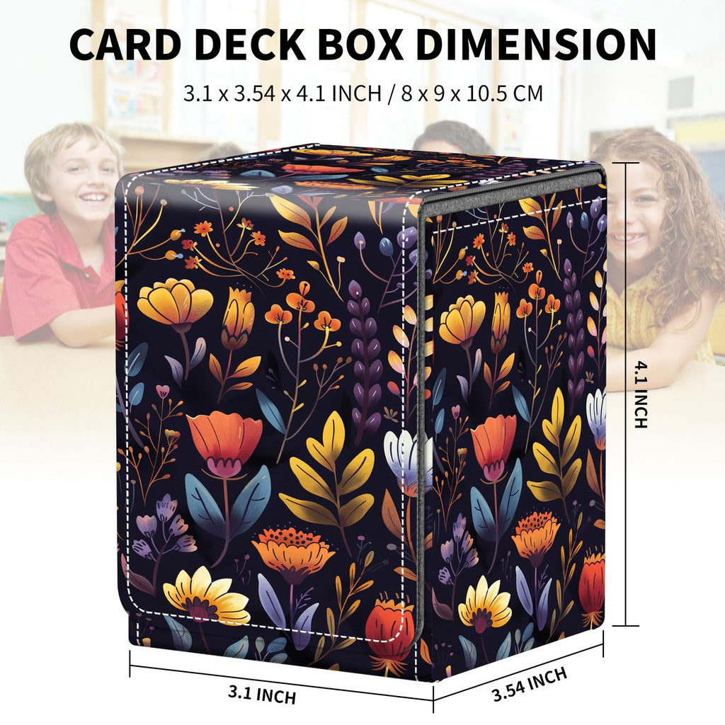 Card Deck Box for MTG Trading Cards, Magic Card Box Can Hold 110+ Single Sleeved Cards, Waterproof PU Leather Material, Strong Magnetic Buckle Card Set Box Suitable for TCG CCG, Astronaut Dinosaur