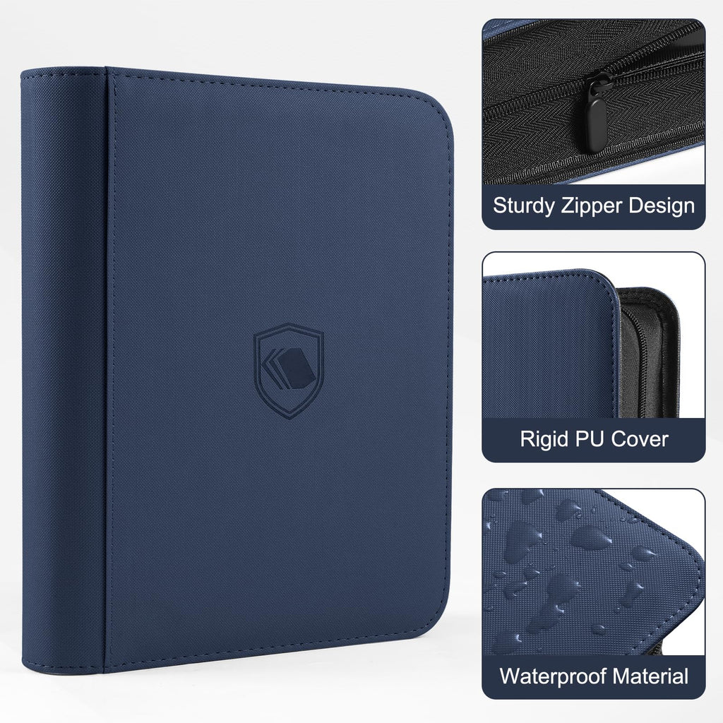 Toploader Binder, Holds 360 Toploader, 100 Toploaders INCLUDED, 9-Pocket PU Cover Top Loader Binder for 3" x 4" Rigid Toploaders, Ringless Double-Sided Toploader Card Binder for TCG, Sport Cards