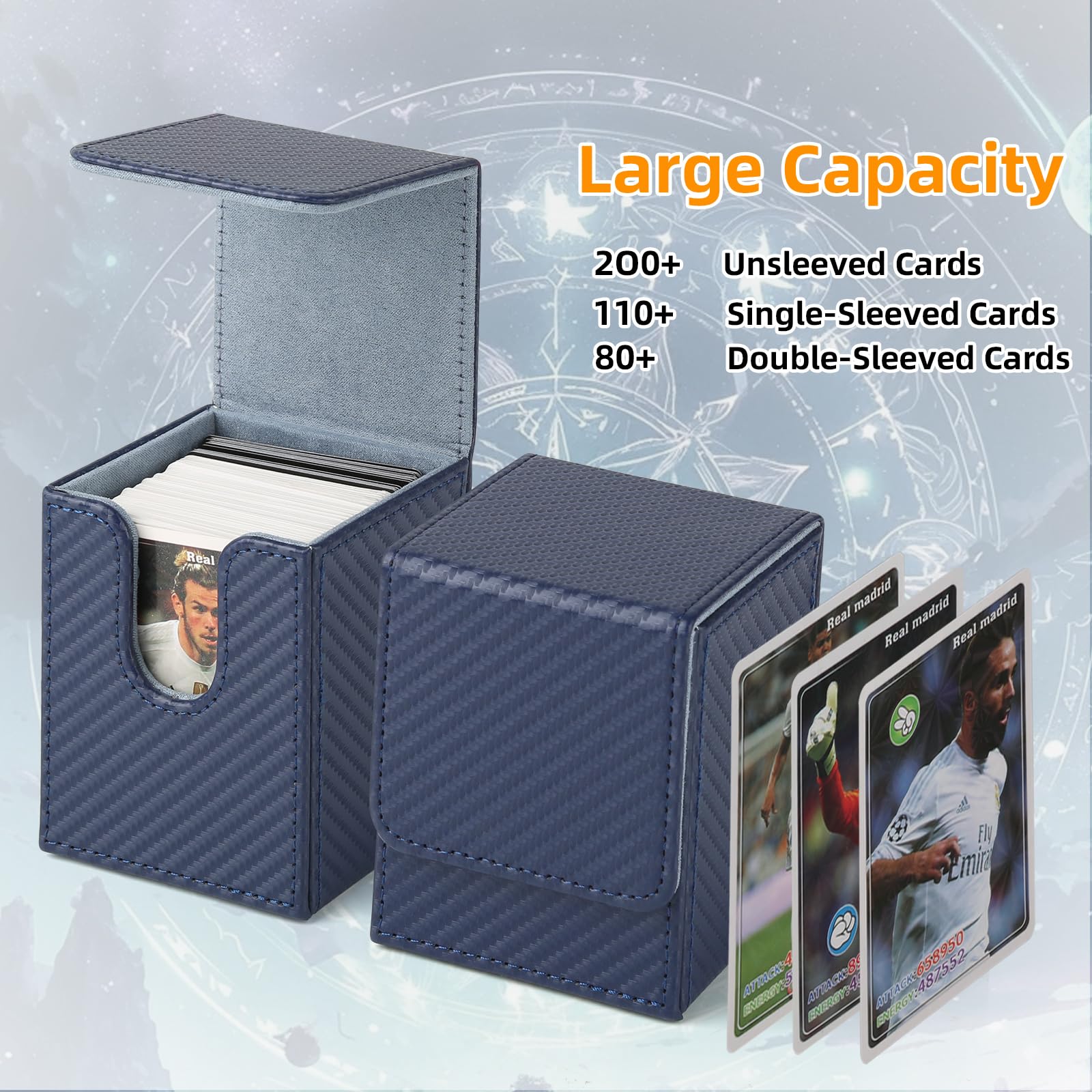 GERMUN Card Deck Box for MTG Commander, MTG Commander Deck Box Holds 120+ Single Sleeved Cards,MTG Deck Box Compatible with Magic the Gathering (Black)