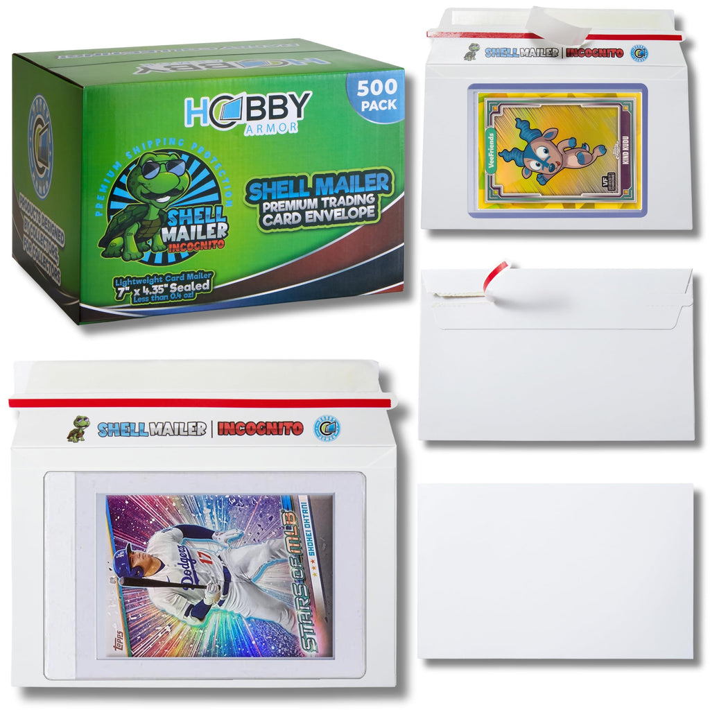 100 Pack Shell Mailer Incognito Trading Card Envelopes by Hobby Armor, 7" x 4.35" Trading Card Mailers for Shipping, Perfect Size Shipping Envelope for Mailing Cards in Semi-Rigid Holders & Toploaders