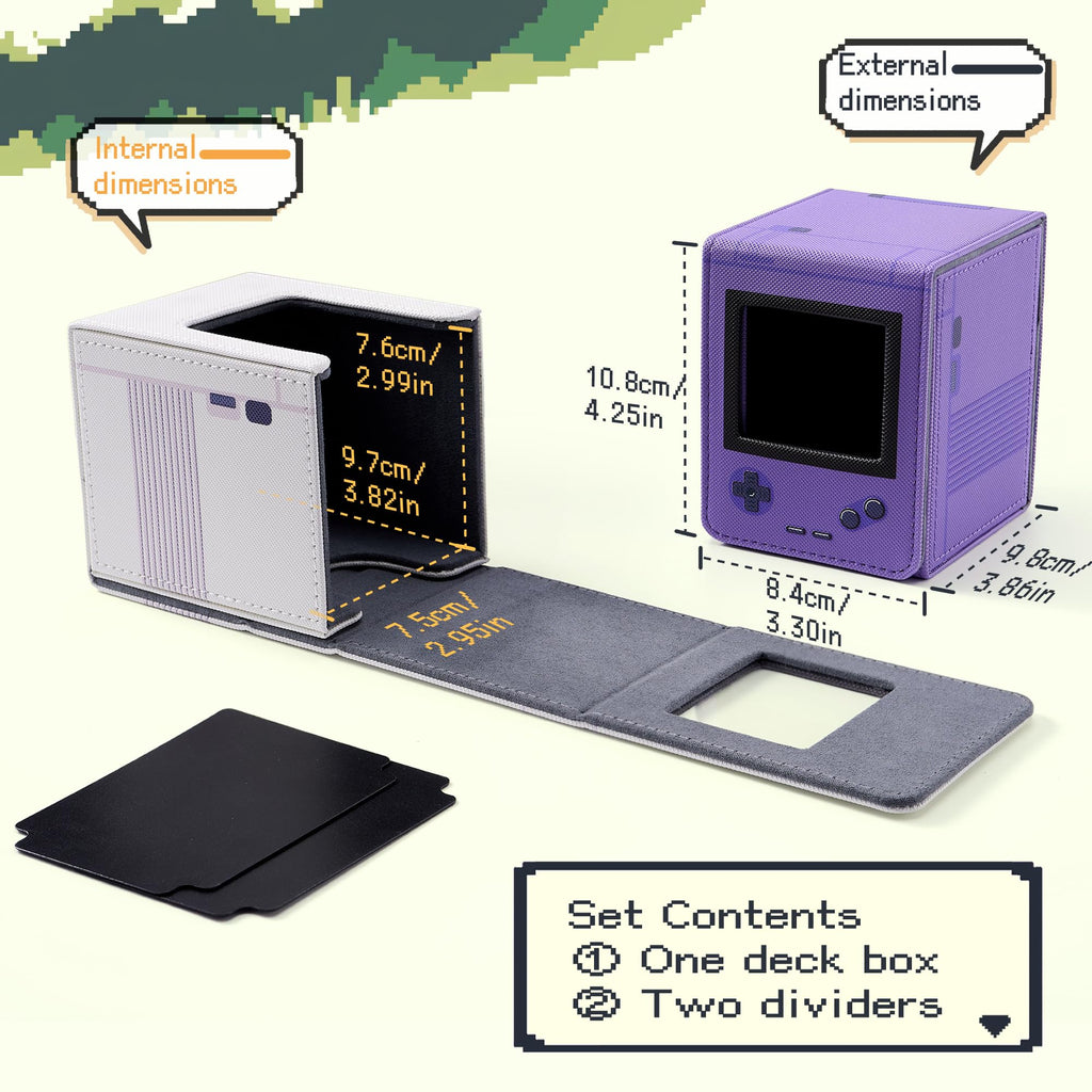 Caja para Mazos MTG con Apariencia de Consola de Juegos Retro con Exhibidor Commander, Estuche para Mazos de Cartas que Cabe 120 Cartas con Fundas Individuales, Caja de Almacenamiento de Cartas