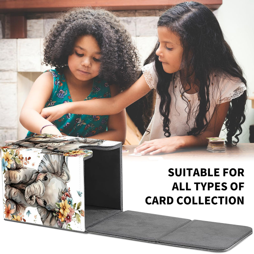 Card Deck Box for MTG Trading Cards, Magic Card Box Can Hold 110+ Single Sleeved Cards, Waterproof PU Leather Material, Strong Magnetic Buckle Card Set Box Suitable for TCG CCG, Astronaut Dinosaur